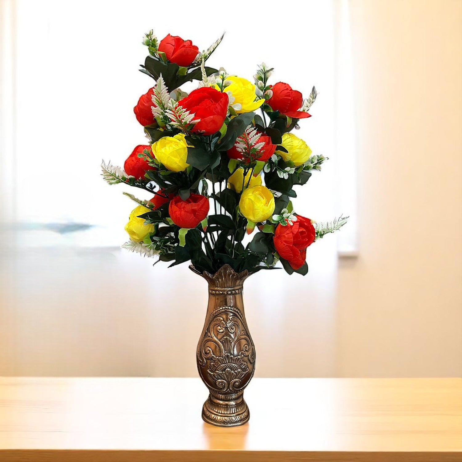 Artificial Rose Flowers Bunches for Vase Pot | Faux Flowers Stem - for Home Decor Side Table Centerpiece - 26 Inch - Apkamart #Style_Design 1