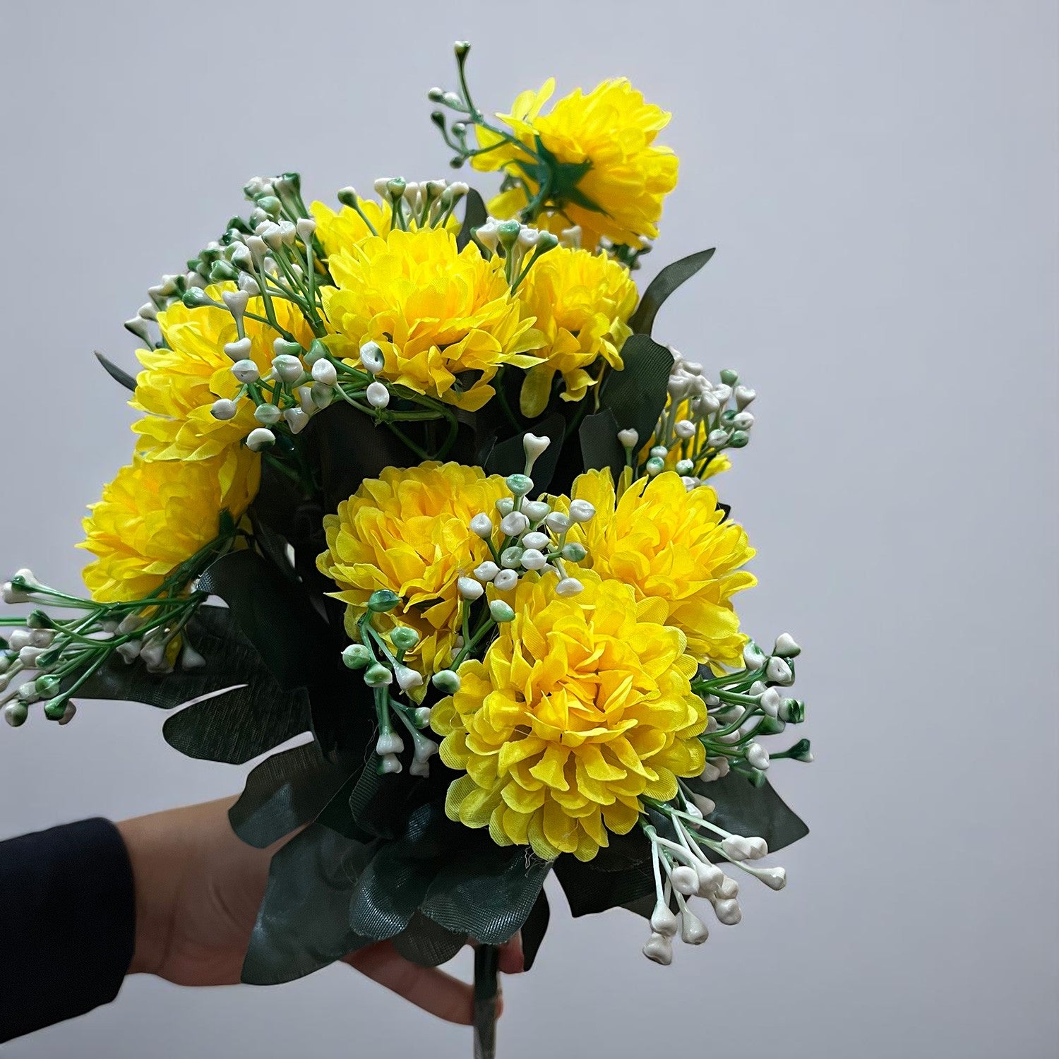 Artificial Flower Bouquet | Faux Flowers & Plants Bunch - for Table Vase, Pot, Home Decor, Living Room, Side Table Center piece Decoration - Apkamart #Color_Yellow