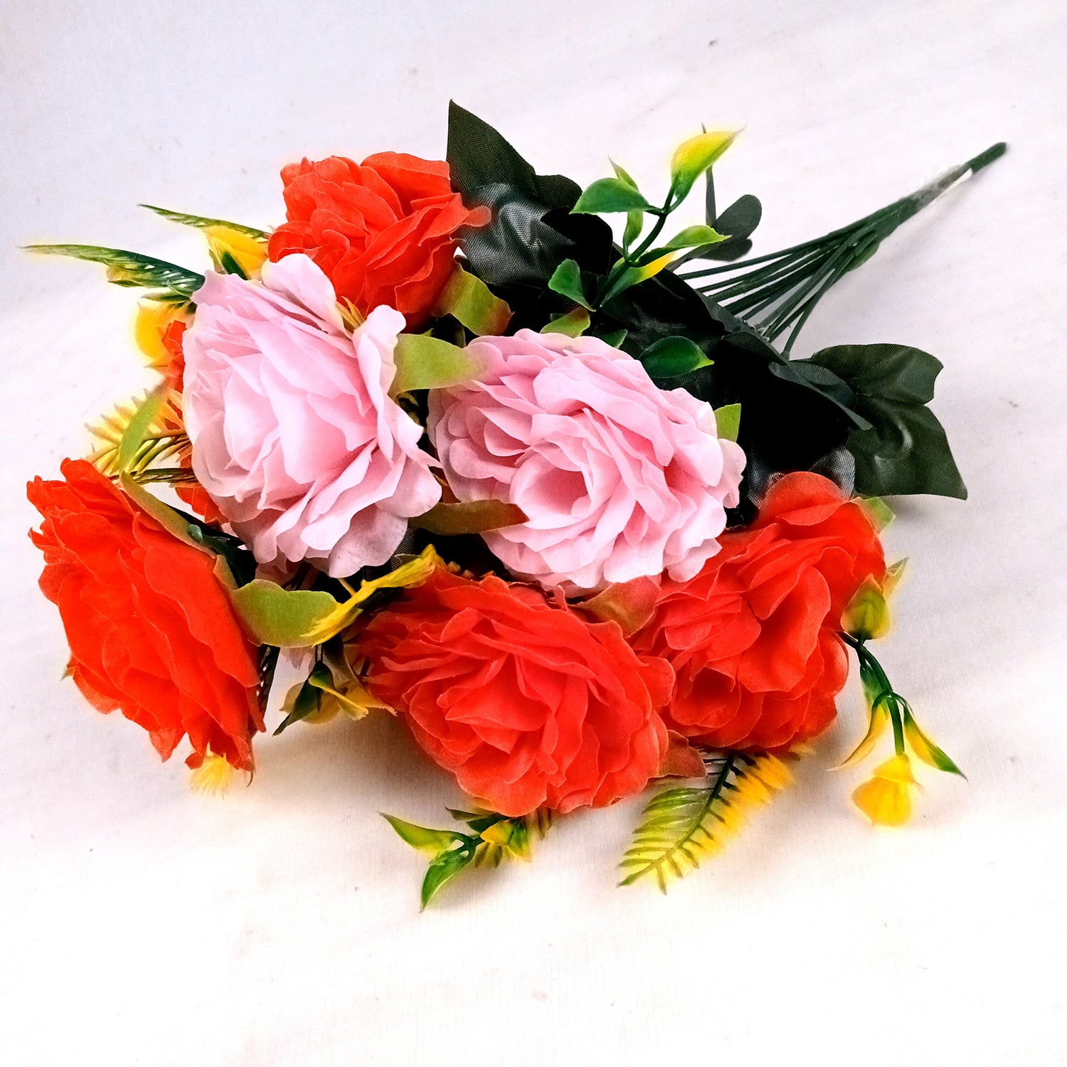 Artificial Flowers Rose Bunches for Vase Pot | Faux Flowers Stem - for Home Decor, Living Room, Office & Festivals Decoration (Vase Not Included) - 16 Inch - Apkamart #Style_Design 1