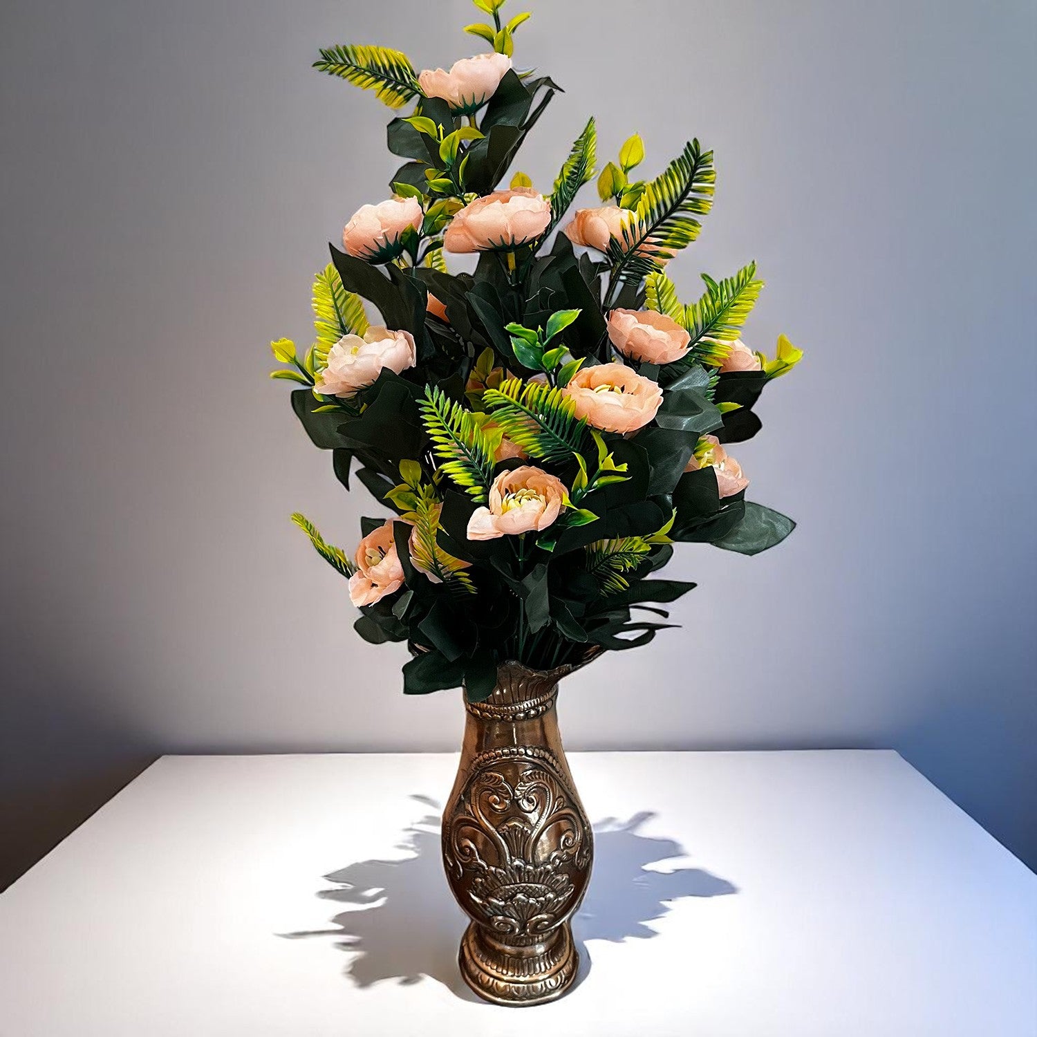 Artificial Flower Bouquets | Fake Flowers Bunch - for Vase, Home, Bedroom, Balcony, Office Corner, Living Room Decoration (Vase Not Included) - 26 Inch - Apkamart #Colour_Orange