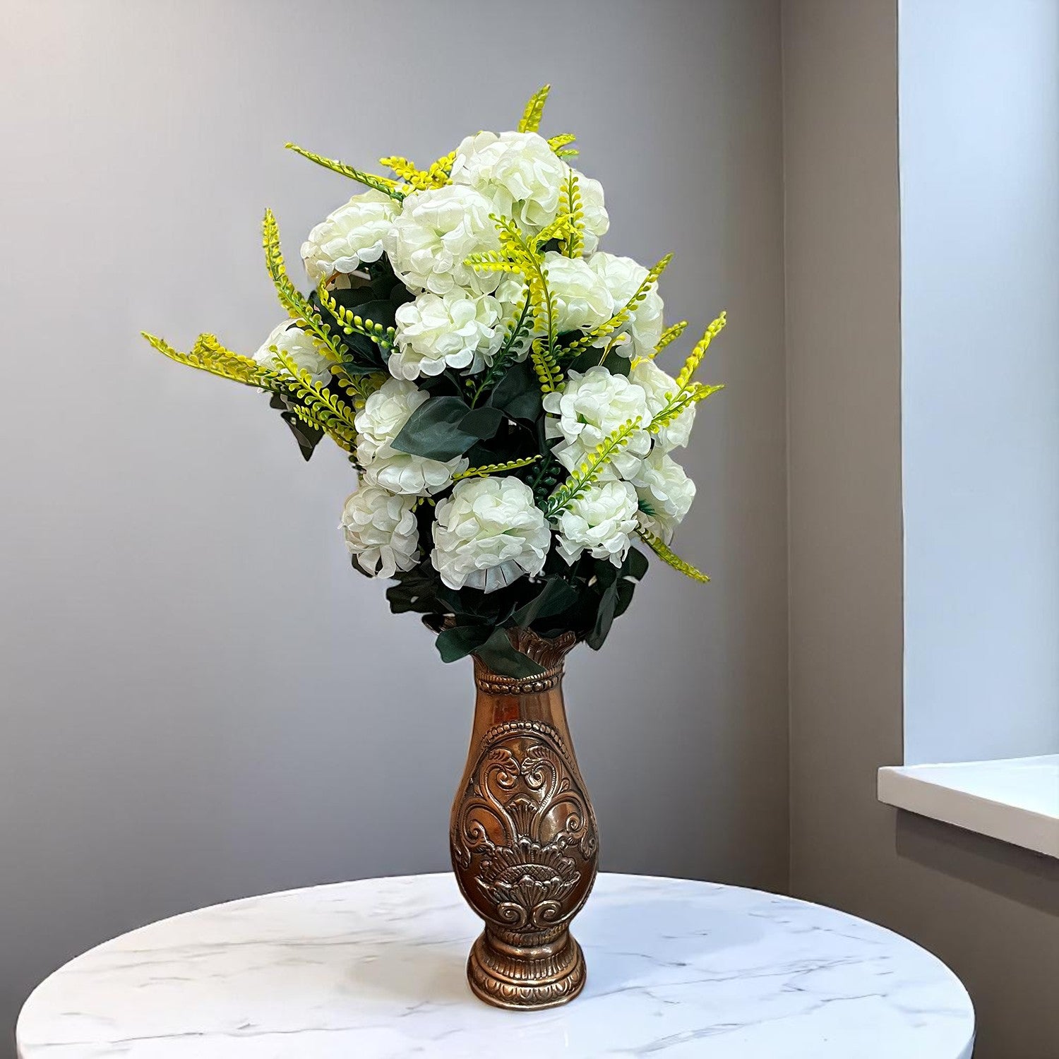 Artificial Flowers Carnation Bunches | Faux Flower Sticks - for Home Decor, Living Room, Office & Festivals Decoration (Vase Not Included) - 27 Inch - Apkamart #Colour_White