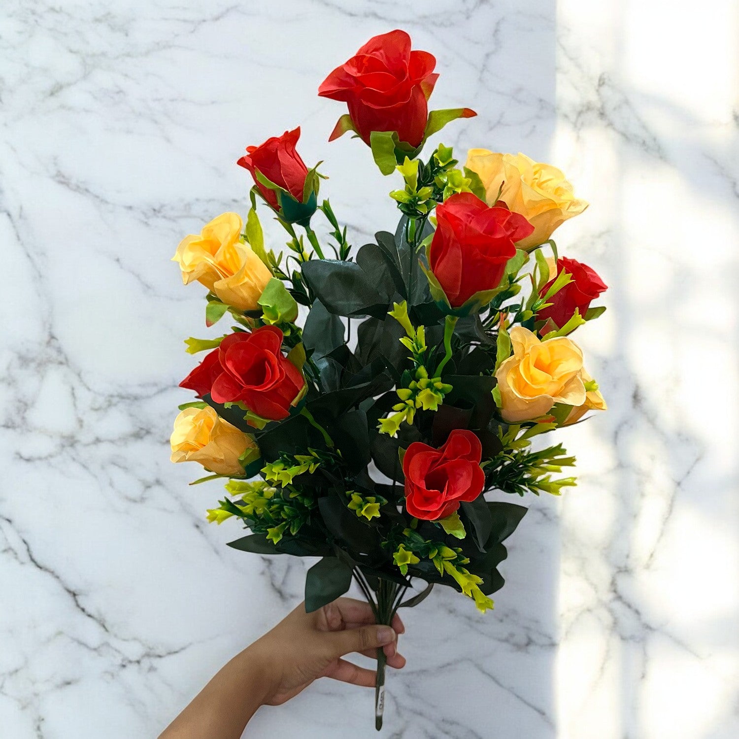 Artificial Flower Bouquets | Faux Flowers Bunch - for Table Vase, Pot, Home Decor, Living Room, Side Table Centerpiece - 29 Inch - Apkamart #Style_Design 2