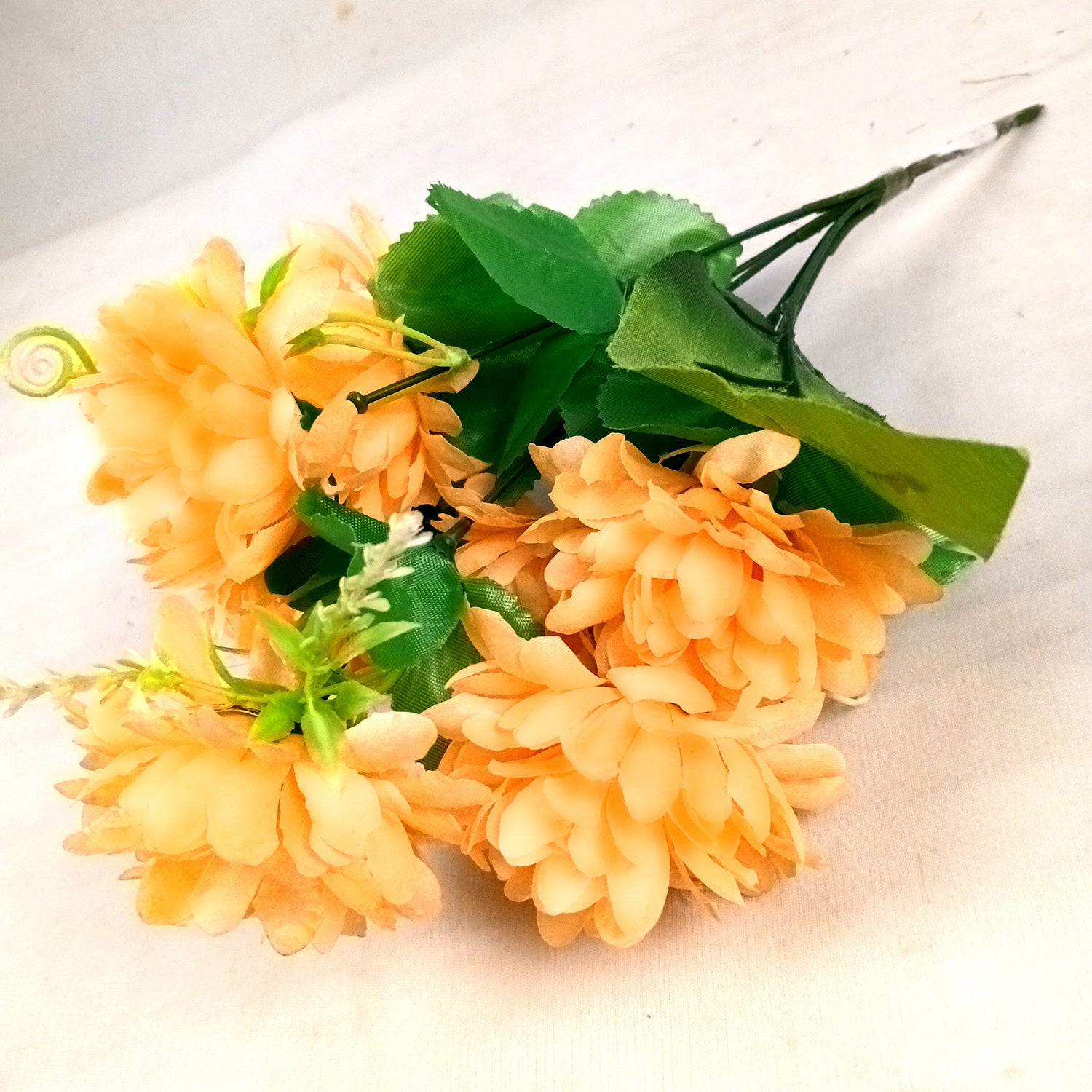 Artificial Flowers Dahlia Bunches for Vase Pot | Faux Flowers Stick - for Home Decor, Living Room, Wedding & Party Decoration (Vase Not Included) - 14 Inch - Apkamart #Colour_Orange