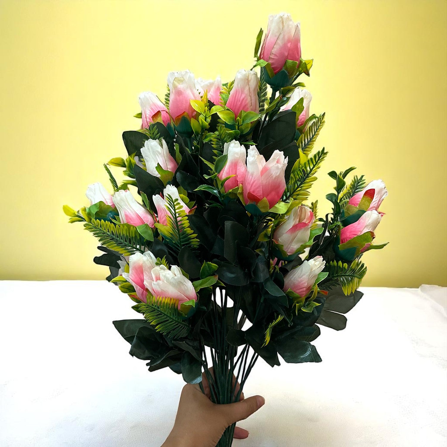 Artificial Flower Rose Bouquets | Fake Flowers Bunch - For Vase, Pot, Home, Balcony, Office Corner, Living Room - 26 Inch - Apkamart #Colour_Multicolor