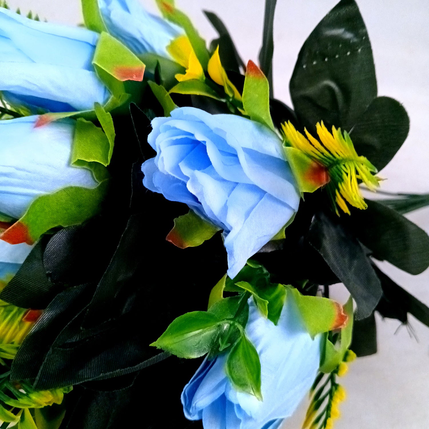 Artificial Flowers Rose Bunches for Vase Pot | Faux Flowers Stem - for Home Decor, Living Room, Office & Festivals Decoration (Vase Not Included) - 14 Inch - Apkamart #Colour_Blue
