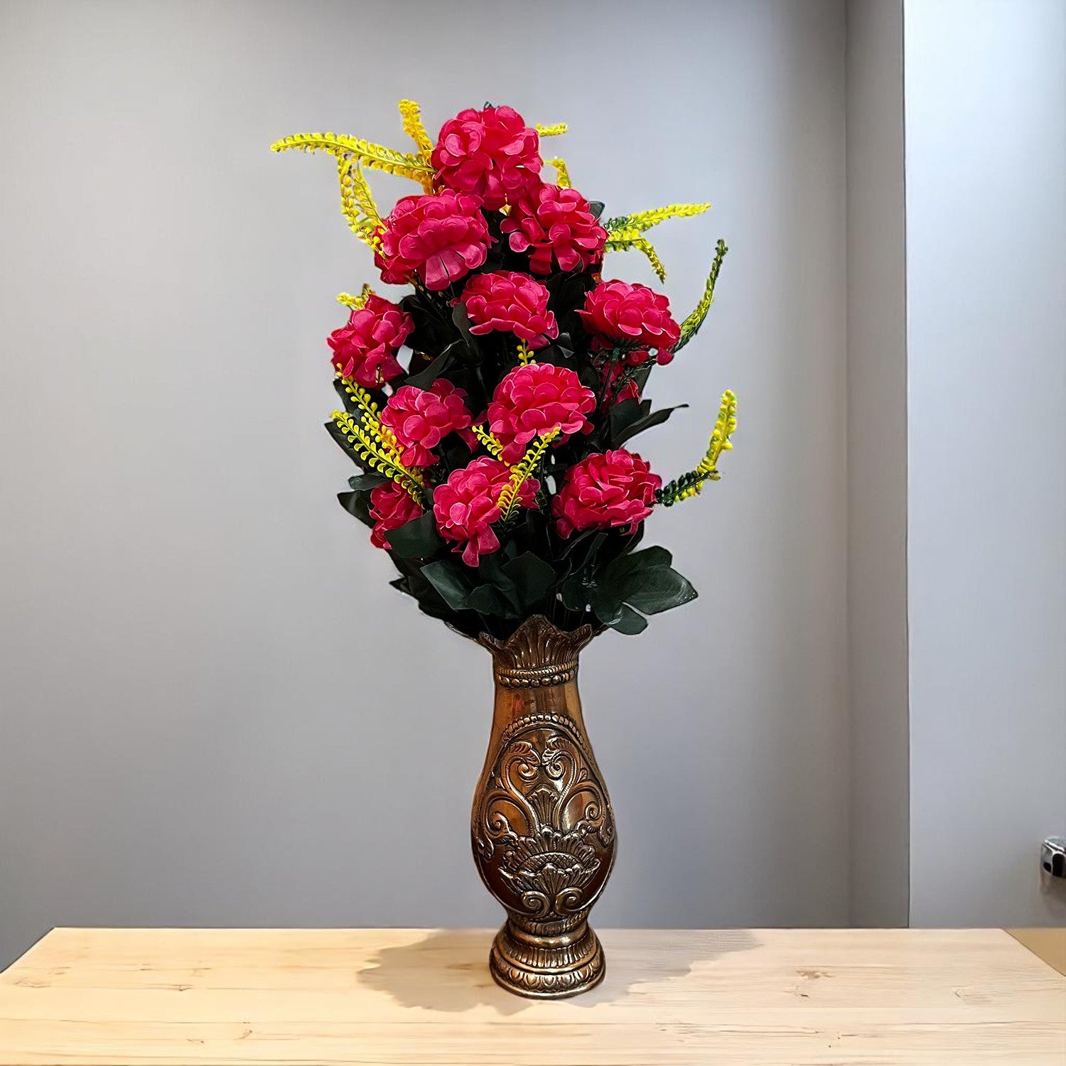 Artificial Flowers Carnation Bunches | Faux Flower Bouquet / Sticks - for Home Decor, Living Room, Office & Festivals Decoration (Vase Not Included) - 27 Inch - Apkamart #Colour_Pink