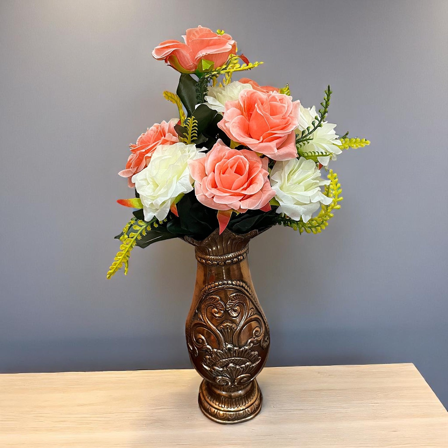 Artificial Flowers Rose Bunches for Vase Pot | Faux Flowers Stem - for Home Decor, Living Room, Office & Festivals Decoration (Vase Not Included) - 16 Inch - Apkamart #Style_Design 2