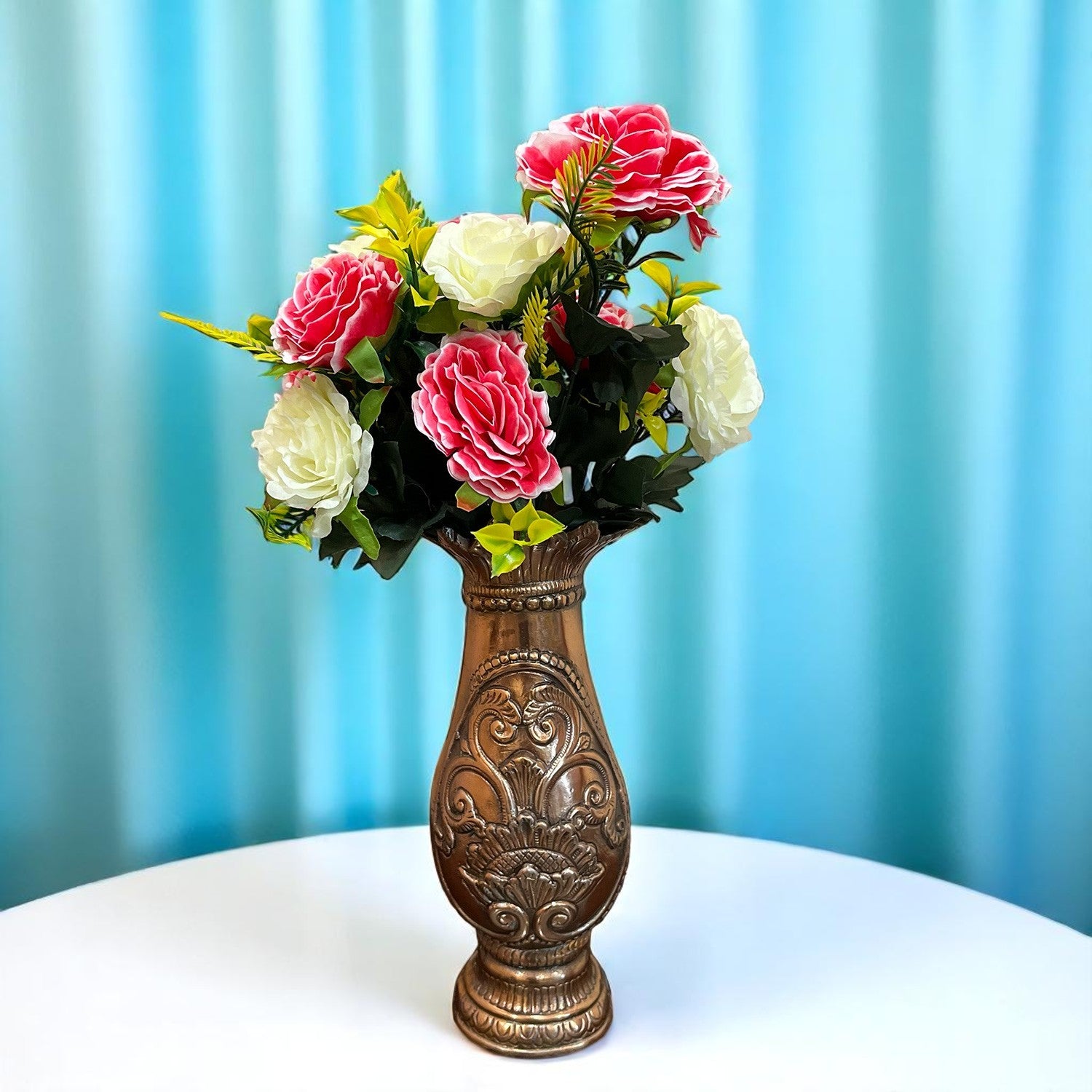 Artificial Flowers Rose Bunches for Vase Pot | Faux Flowers Stem - for Home Decor Living Office Corner Room Side Table Centerpiece - 18 Inch - Apkamart #Style_Design 2