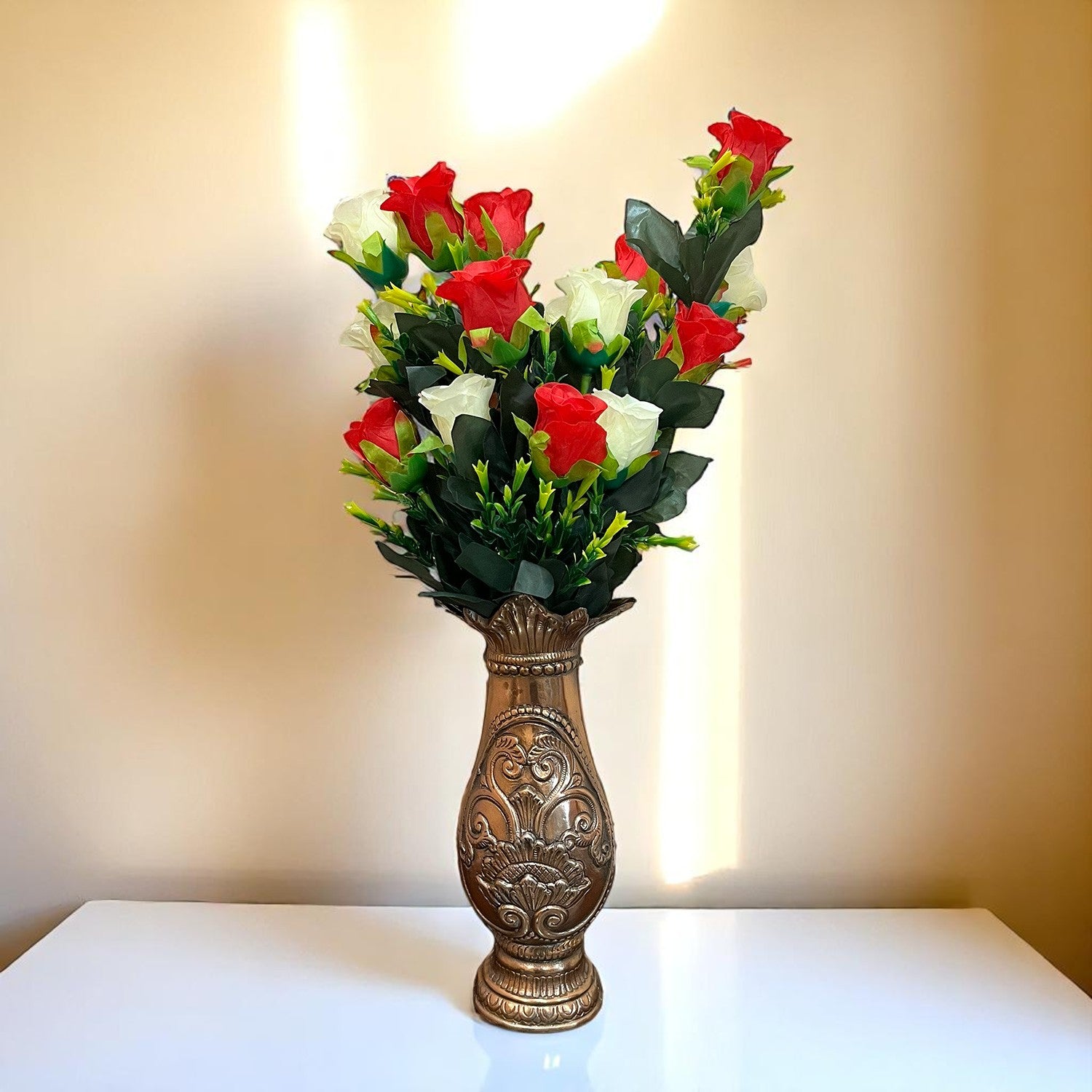 Artificial Rose Flower Bouquets | Faux Flowers Bunch - for Table Vase, Pot, Home Decor, Side Table Centerpiece - 29 Inch - Apkamart #Style_Design 3