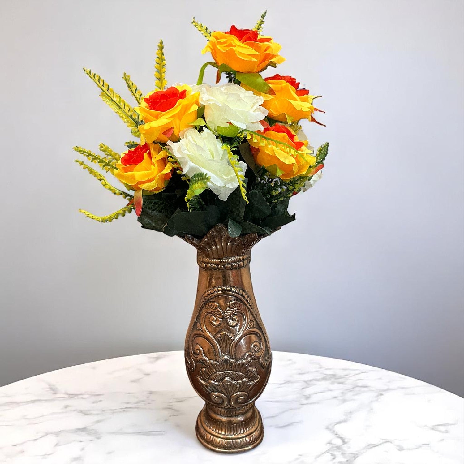 Artificial Flowers Rose Bunches for Vase Pot | Faux Flowers Stem - for Home Decor Living Room Side Table Centerpiece - 18 Inch - Apkamart #Style_Design 2