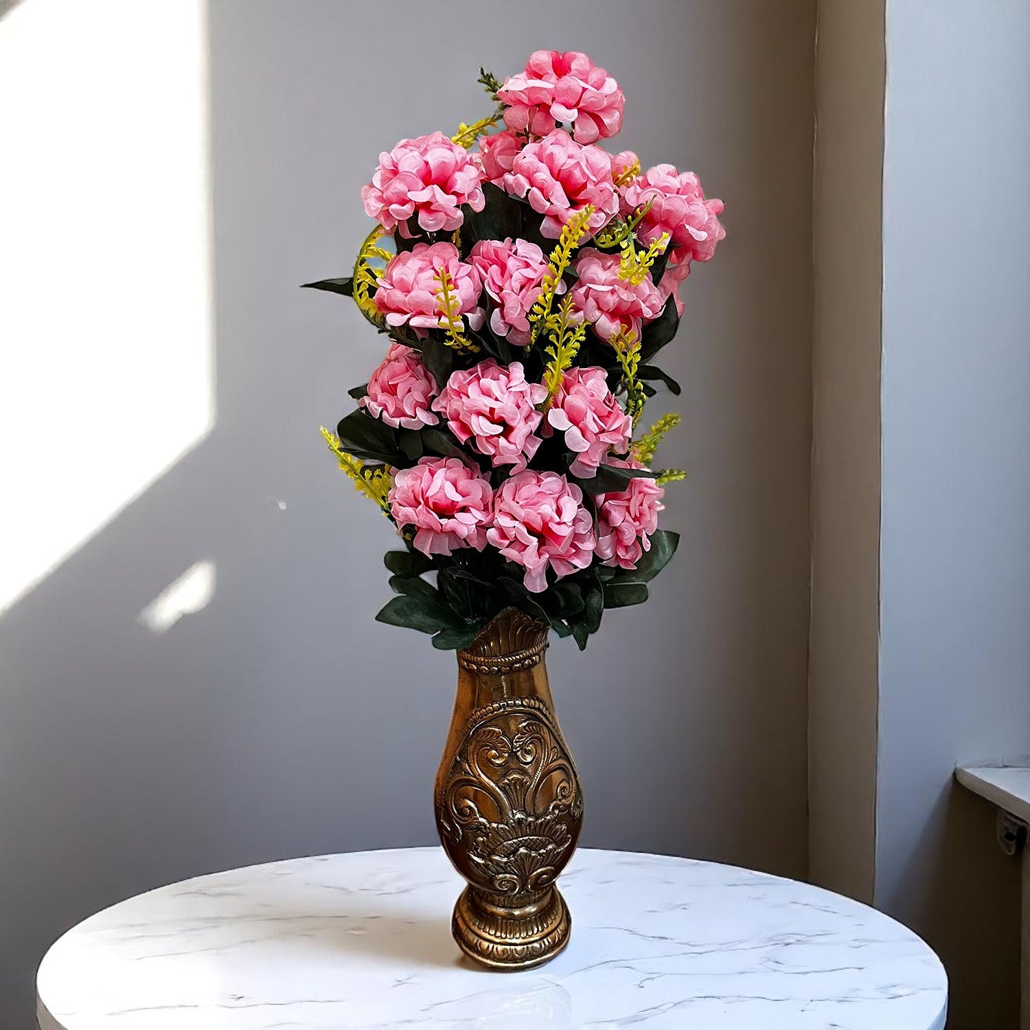 Artificial Flowers Carnation Bunches | Faux Flower Sticks - for Home Decor, Living Room, Office & Festivals Decoration (Vase Not Included) - 27 Inch - Apkamart #Colour_Pink