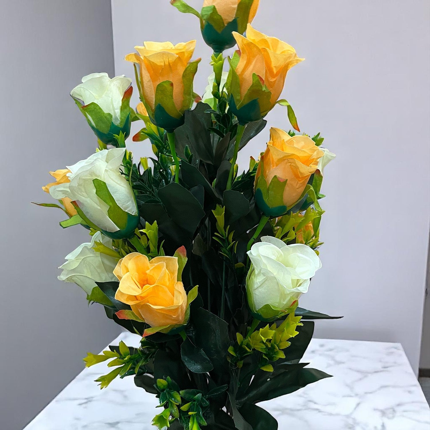 Artificial Flower Bouquets | Faux Flowers Bunch - for Table Vase, Pot, Home Decor, Living Room, Side Table Centerpiece - 29 Inch - Apkamart #Style_Design 3