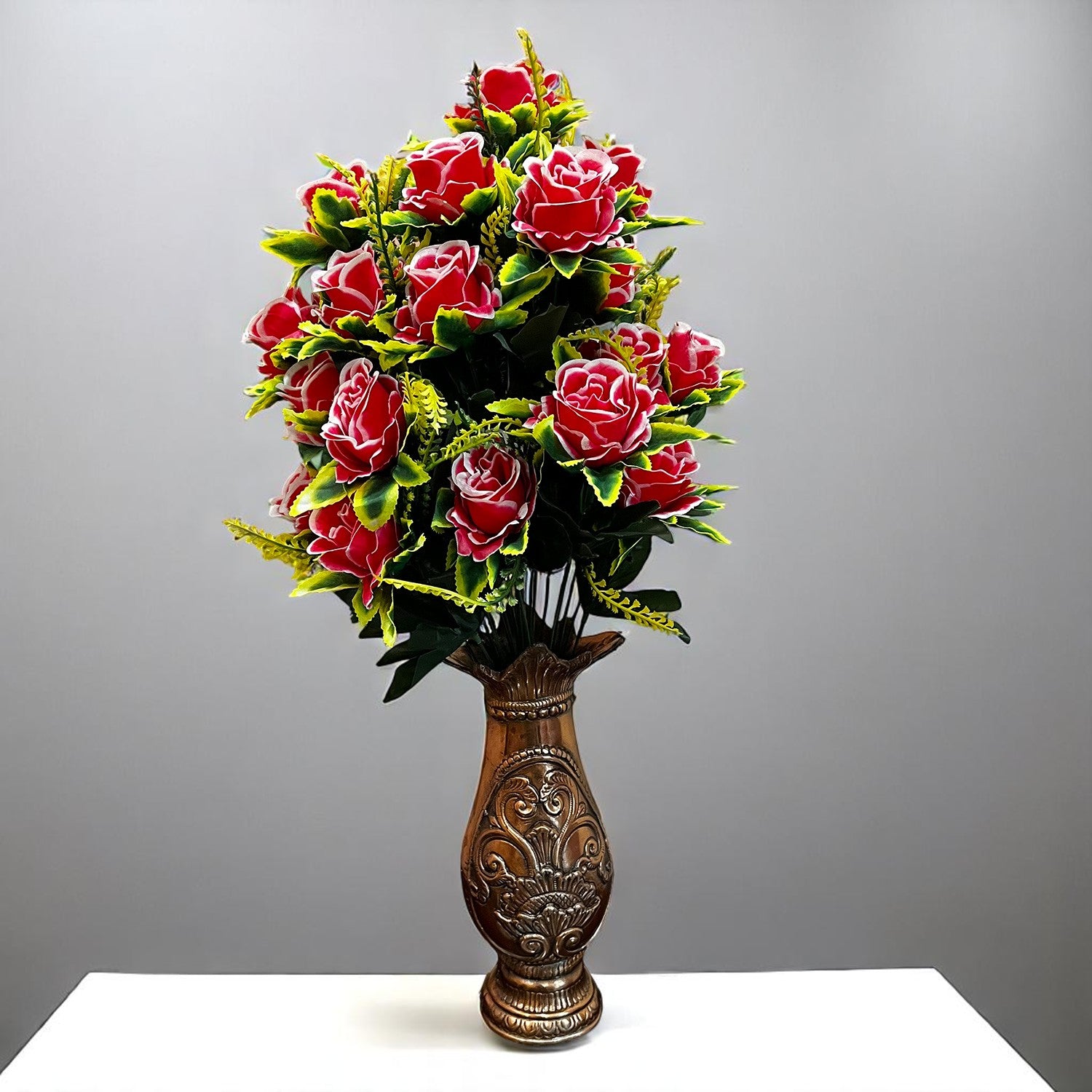 Artificial Flowers Rose Bunches for Vase | Faux Flowers Stem - for Home Decor, Living Room, Office & Festivals Decoration (Vase Not Included) - 27 Inch - Apkamart #Colour_Pink