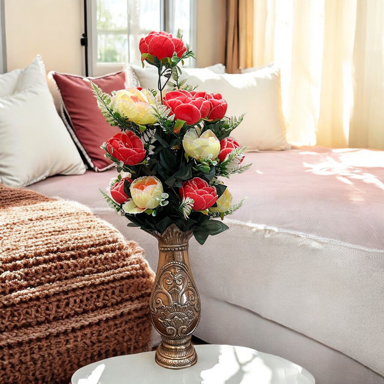 Artificial Rose Flowers Bunches for Vase Pot | Faux Flowers Stem - for Home Decor Side Table Centerpiece - 26 Inch - Apkamart #Style_Design 3