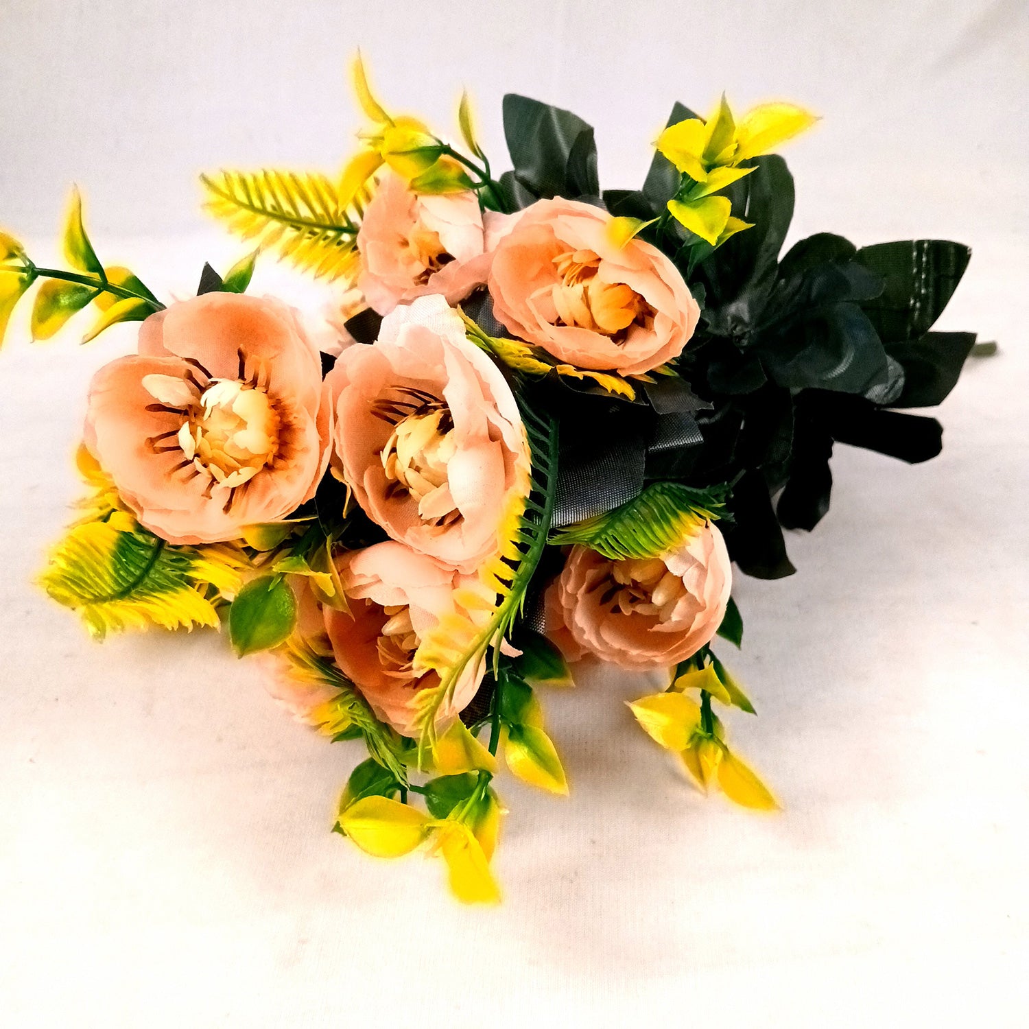 Artificial Flowers Rose Buoquet For Pot | Faux Flower Sticks - for Home Decor, Living Room, Office & Festivals Decoration (Vase Not Included) - 17 Inch - Apkamart #Colour_Orange