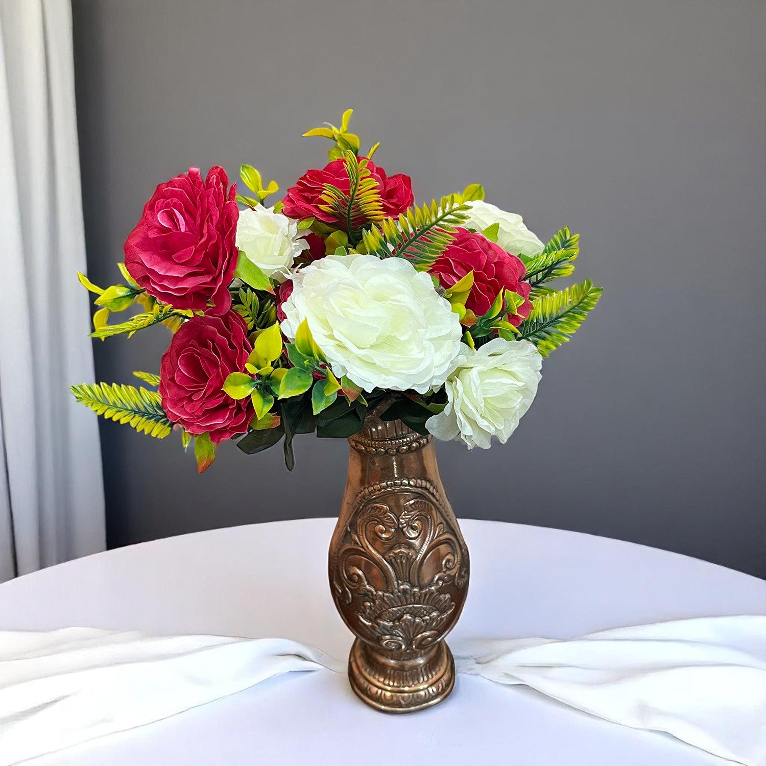 Artificial Flowers Rose Bunches for Vase Pot | Faux Flowers Stem - for Home Decor, Living Room, Office & Festivals Decoration (Vase Not Included) - 16 Inch - Apkamart #Style_Design 2