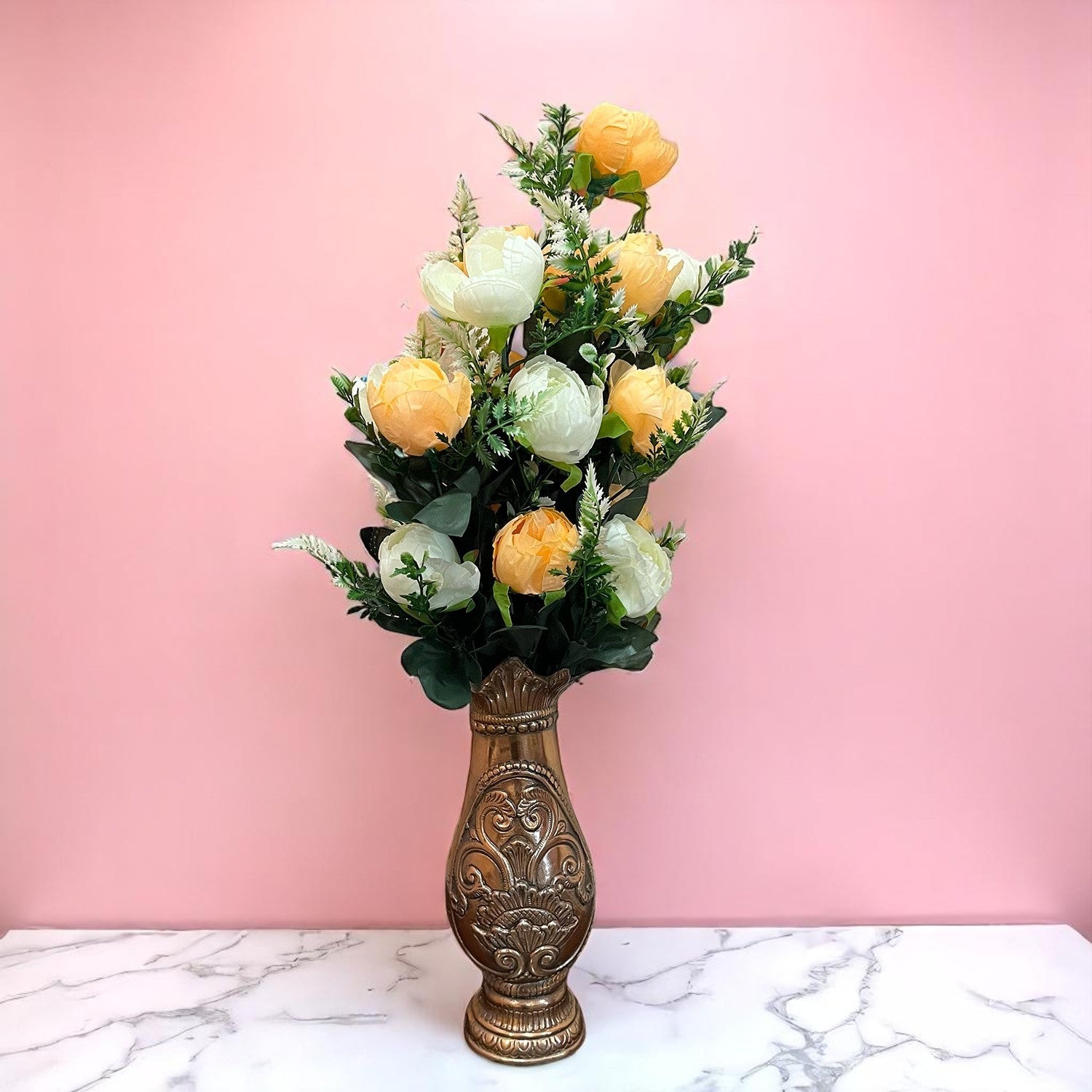 Artificial Rose Flowers With Pot | Faux Flowers Bunch - for Home Decor, Living Room, Side Table, Centerpiece - 26 Inch - Apkamart #Style_Design 2