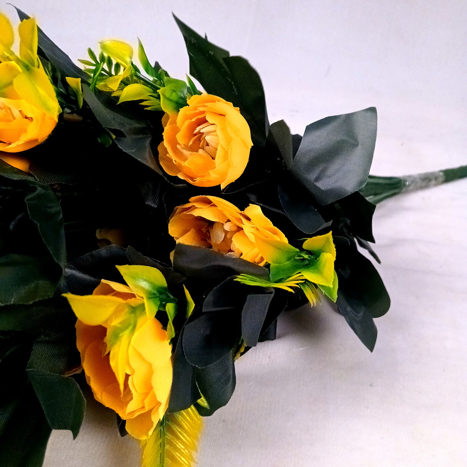 Artificial Flower Bouquets | Fake Flowers Bunch / Sticks - for Vase, Home, Bedroom, Balcony, Office Corner, Living Room (Vase Not Included) - 26 Inch - Apkamart #Colour_Yellow