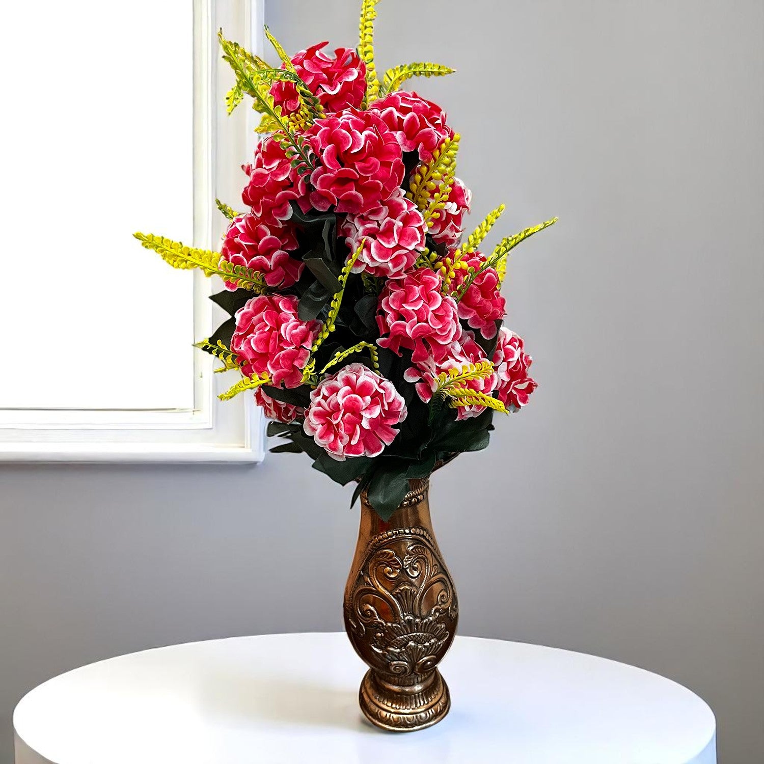 Artificial Flowers for Home Decoration - With Metal Stand - For Wall Hanging - Apkamart #Colour_Pink
