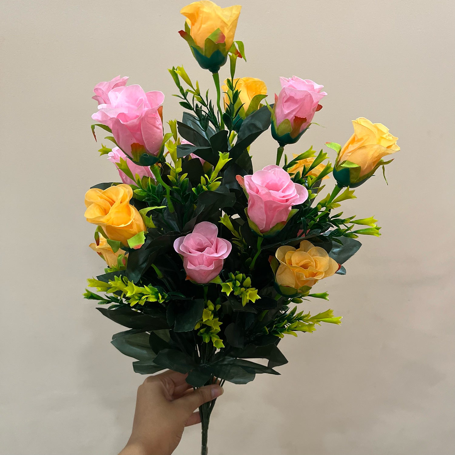 Artificial Rose Flower Bouquets | Faux Flowers Bunch - for Table Vase, Pot, Home Decor, Side Table Centerpiece - 29 Inch - Apkamart #Style_Design 1