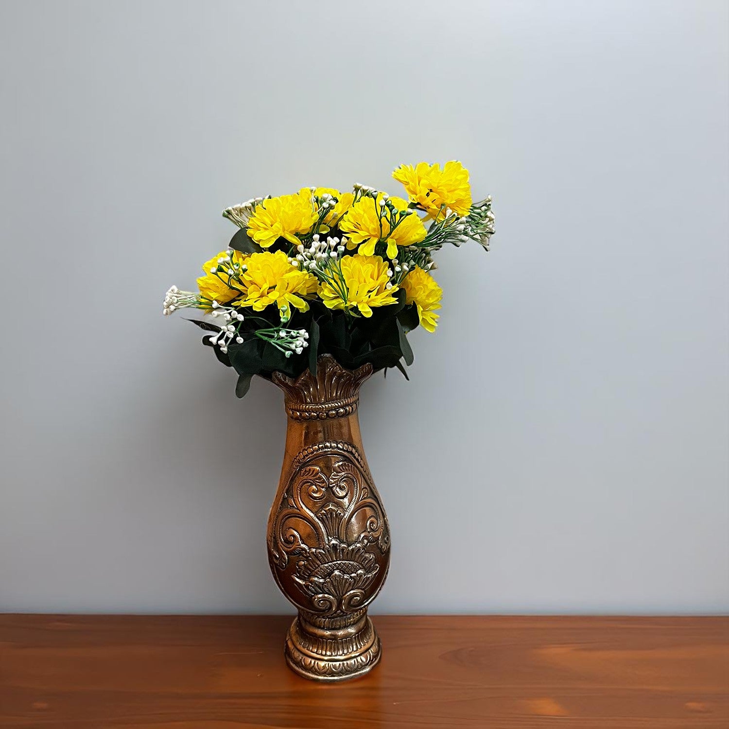 Artificial Flower Bouquet | Faux Flowers & Plants Bunch - for Table Vase, Pot, Home Decor, Living Room, Side Table Center piece Decoration - Apkamart #Color_Yellow