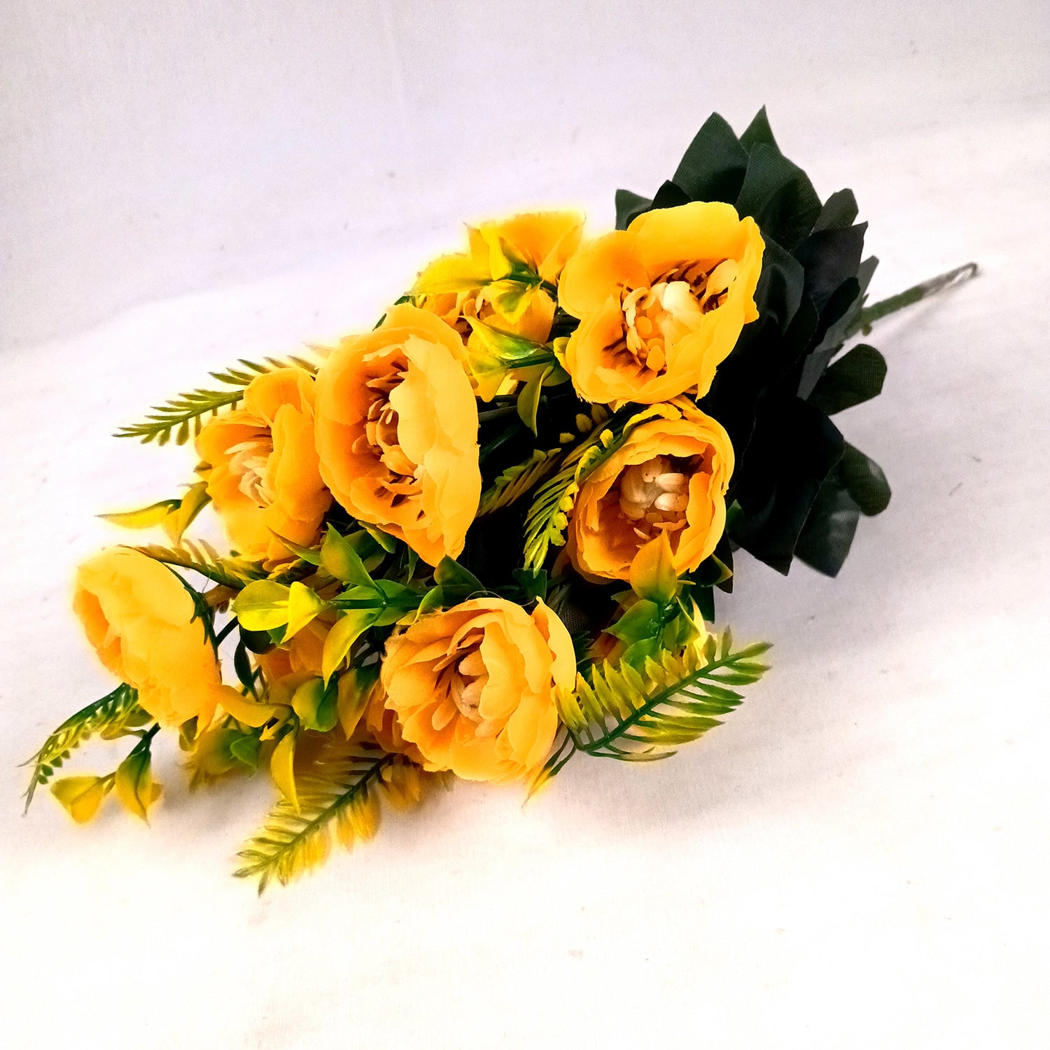 Artificial Flowers Rose Buoquet For Pot | Faux Flower Sticks - for Home Decor, Living Room, Office & Festivals Decoration (Vase Not Included) - 17 Inch - Apkamart #Colour_Yellow
