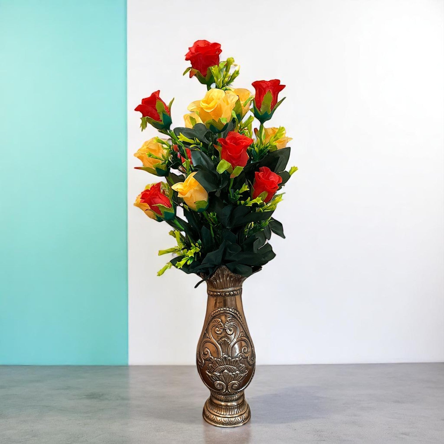 Artificial Flower Bouquets | Faux Flowers Bunch - for Table Vase, Pot, Home Decor, Living Room, Side Table Centerpiece - 29 Inch - Apkamart #Style_Design 2