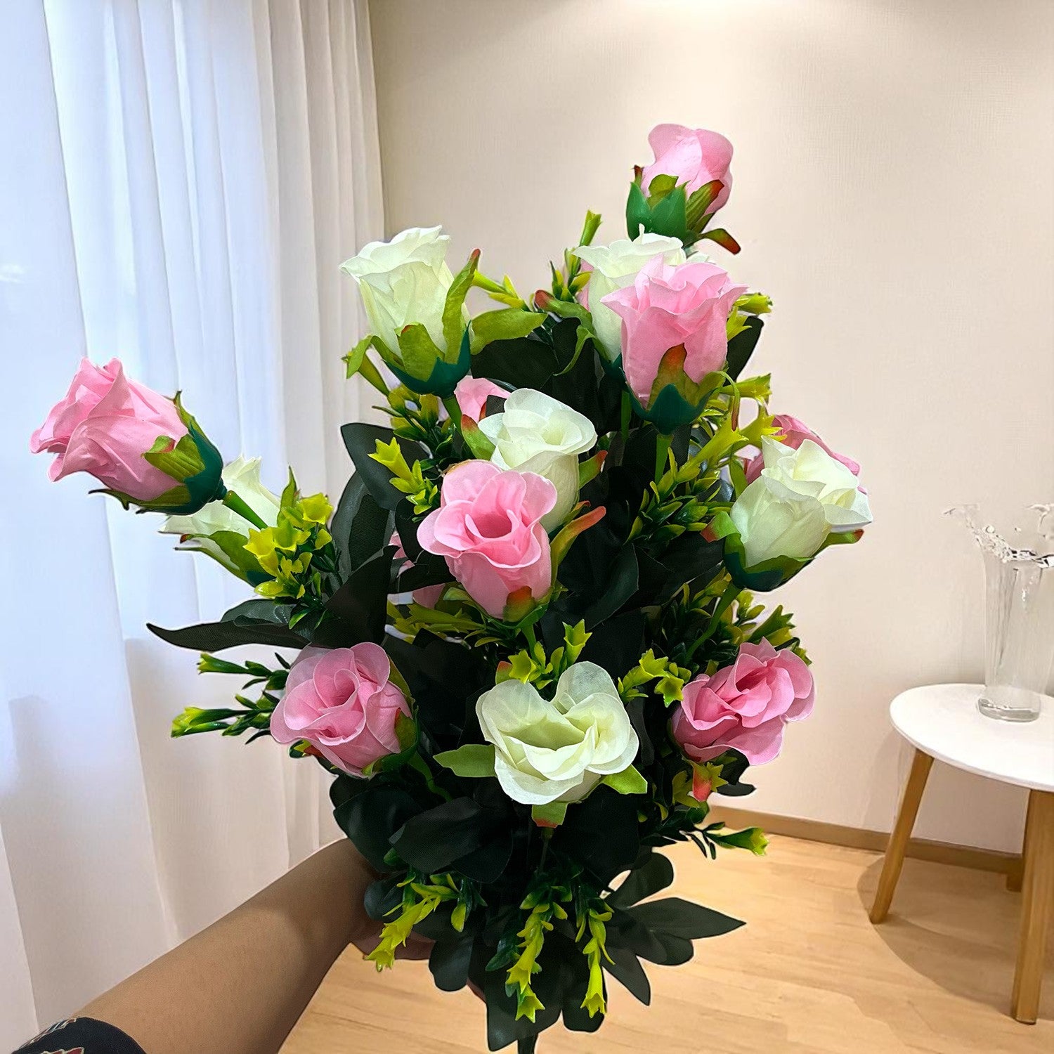 Artificial Flower Bouquets | Faux Flowers Bunch - for Table Vase, Pot, Home Decor, Living Room, Side Table Centerpiece - 29 Inch - Apkamart #Style_Design 1