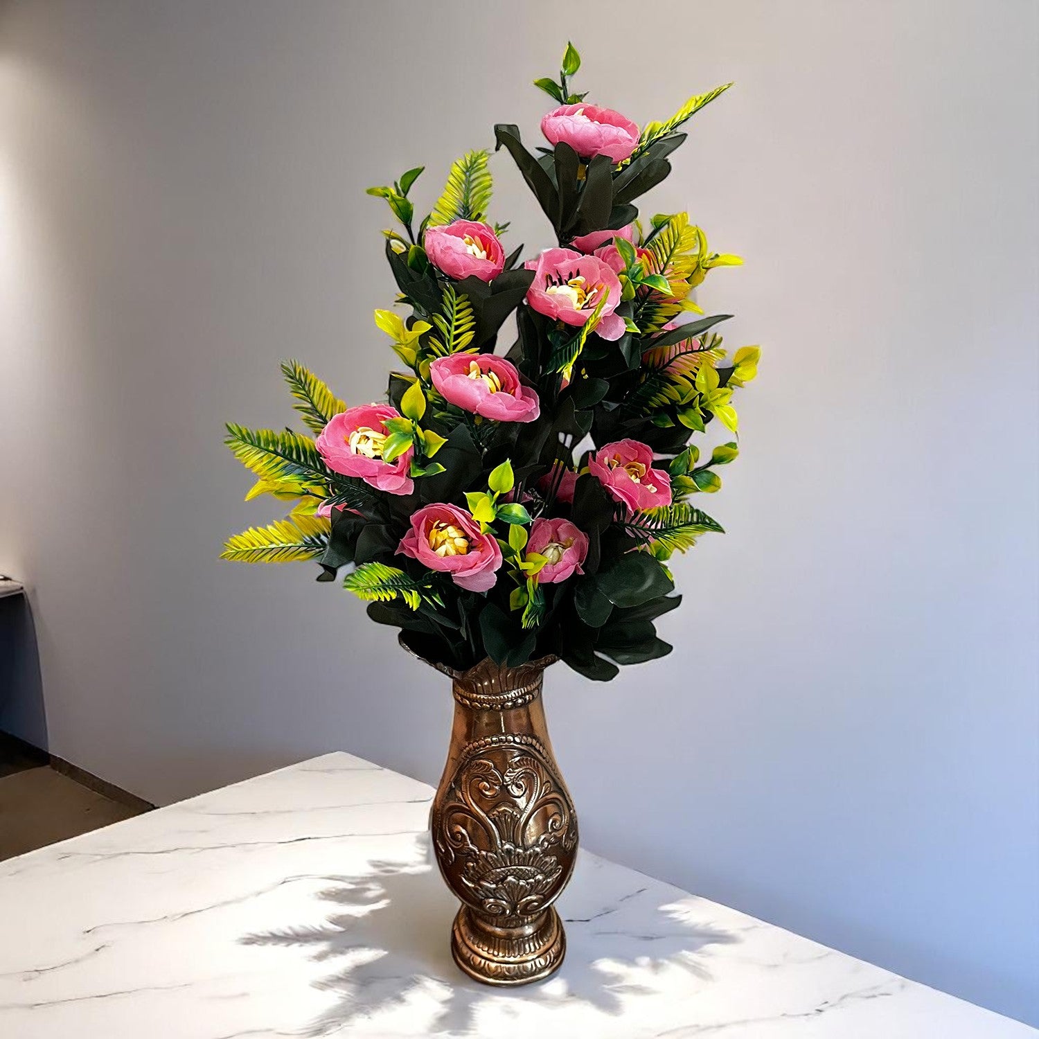 Artificial Flower Bouquets | Fake Flowers Bunch - for Vase, Home, Bedroom, Balcony, Office Corner, Living Room Decoration (Vase Not Included) - 26 Inch - Apkamart #Colour_Pink