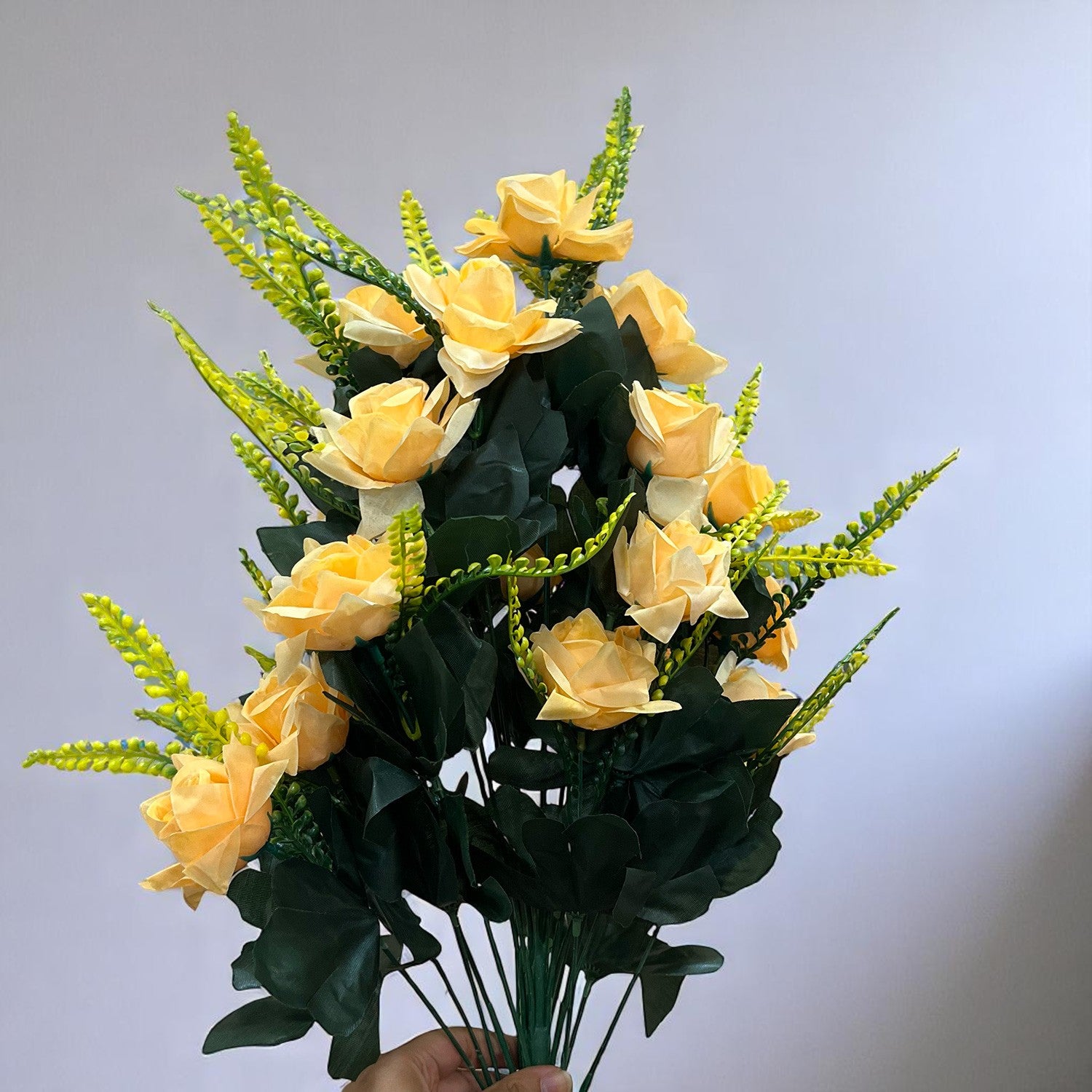 Artificial Flower Rose Bouquets | Faux Flowers Bunch - for Table Vase, Pot, Home Decor, Living Room, Side Table Centerpiece - 26 Inch - Apkamart #Colour_Orange