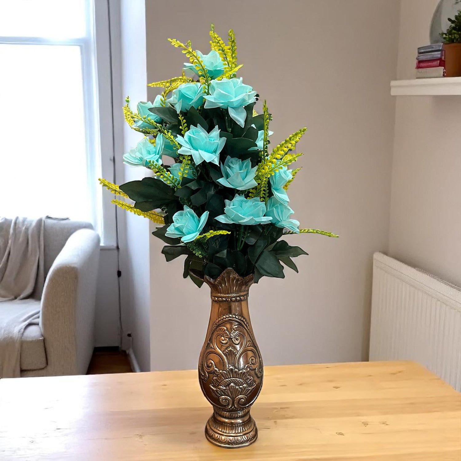 Artificial Flower Rose Bouquets | Faux Flowers Bunch - for Table Vase, Pot, Home Decor, Living Room, Side Table Centerpiece - 26 Inch - Apkamart #Colour_Multicolor