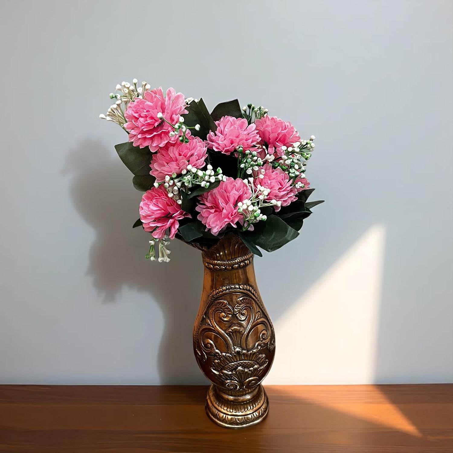 Artificial Flower Bouquet | Faux Flowers & Plants Bunch - for Table Vase, Pot, Home Decor, Living Room, Side Table Center piece Decoration - Apkamart #Color_Pink