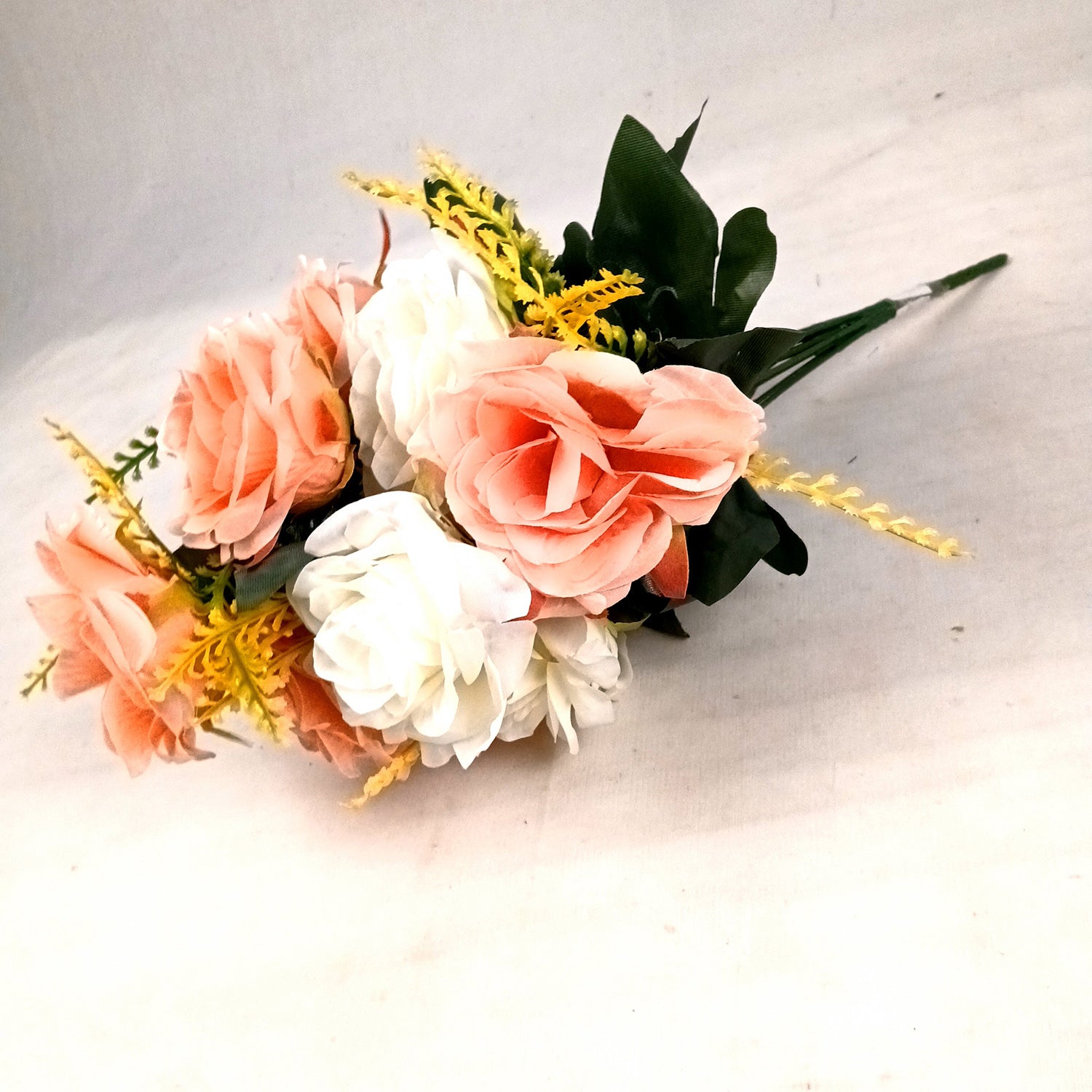 Artificial Flowers Rose Bunches for Vase Pot | Faux Flowers Stem - for Home Decor, Living Room, Office & Festivals Decoration (Vase Not Included) - 16 Inch - Apkamart #Style_Design 2