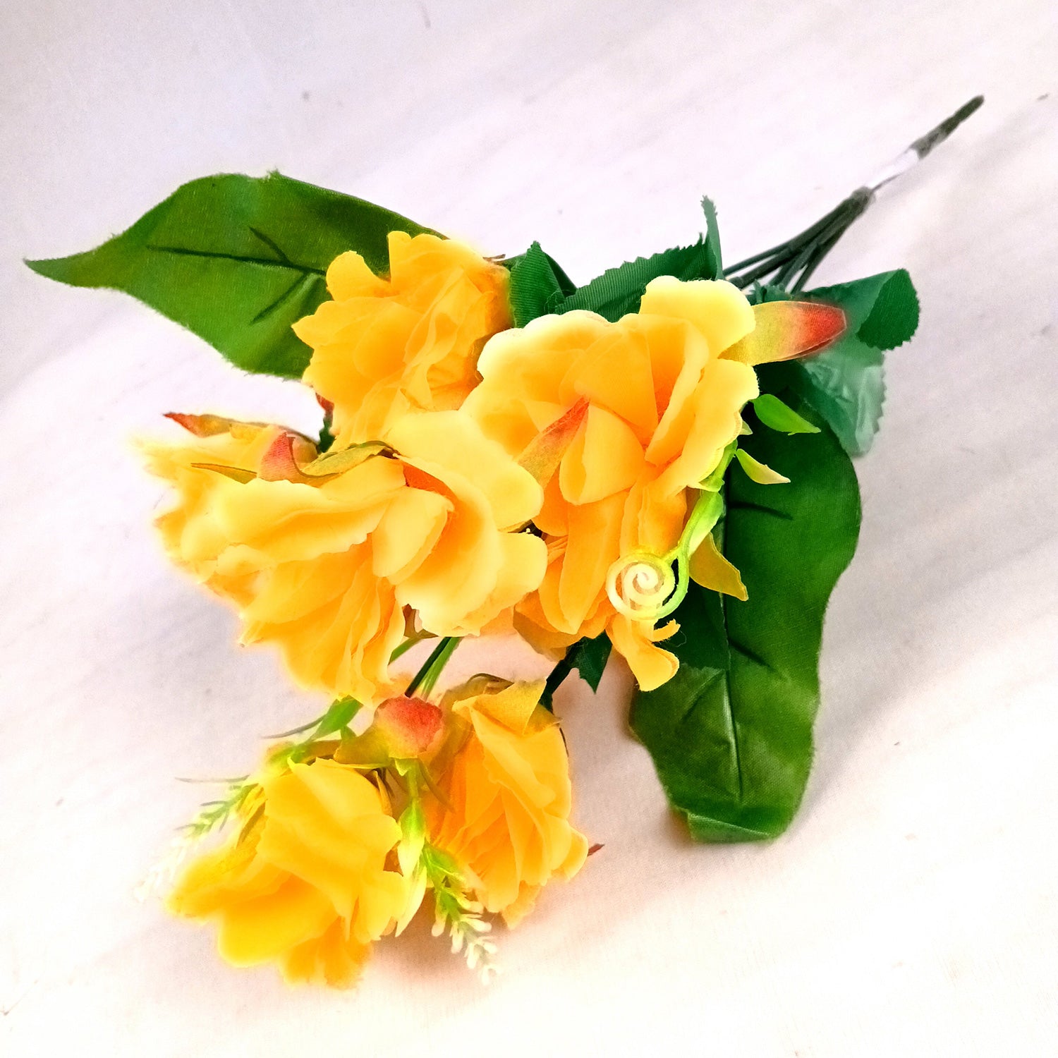 Artificial Flowers Rose Bunches for Vase Pot | Faux Flowers Stem - for Home Decor, Living Room, Office & Festivals Decoration (Vase Not Included) - 14 Inch - Apkamart #Colour_Yellow