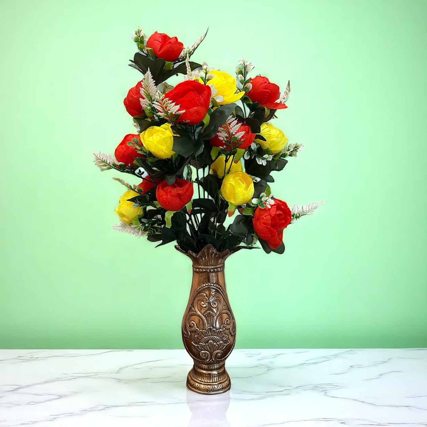 Artificial Rose Flowers Bunches for Vase Pot | Faux Flowers Stem - for Home Decor Side Table Centerpiece - 26 Inch - Apkamart #Style_Design 1