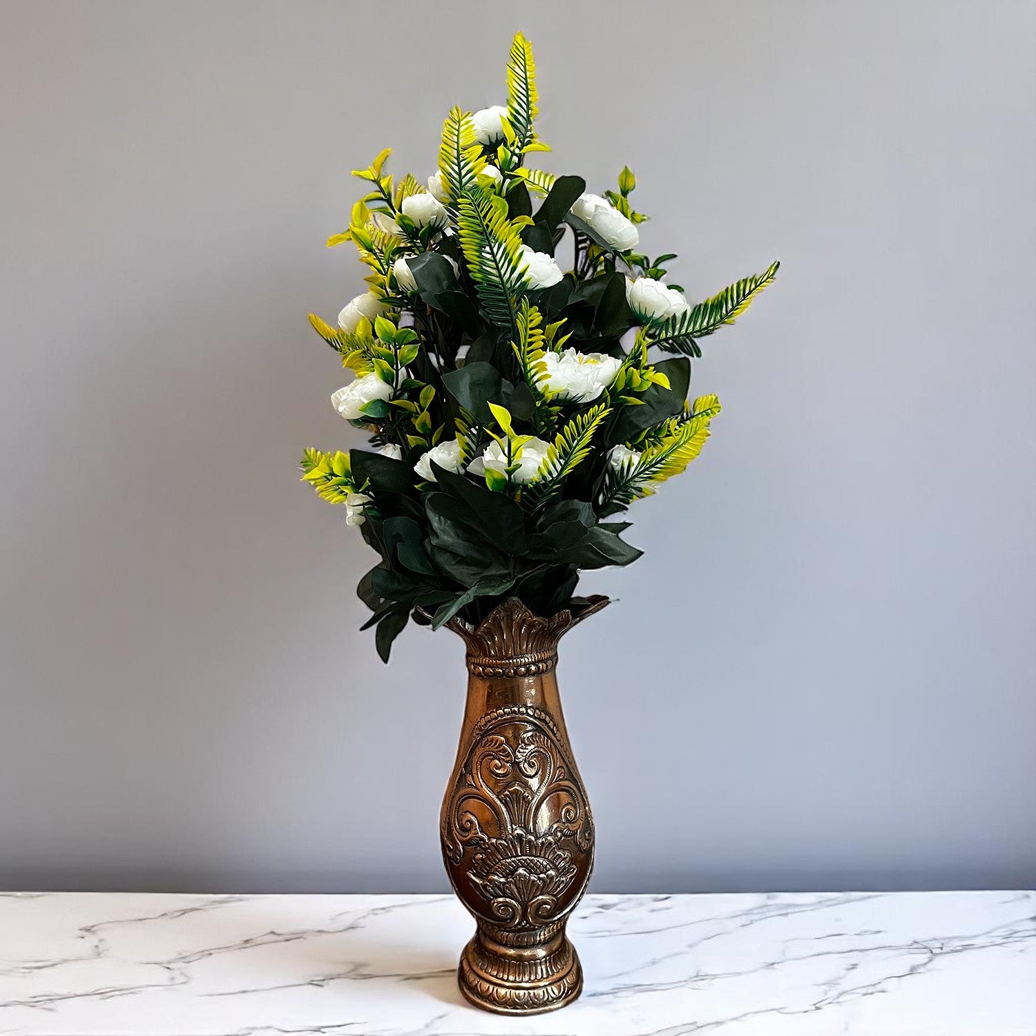 Artificial Flower Bouquets | Fake Flowers Bunch / Sticks - for Vase, Home, Bedroom, Balcony, Office Corner, Living Room (Vase Not Included) - 26 Inch - Apkamart #Colour_White