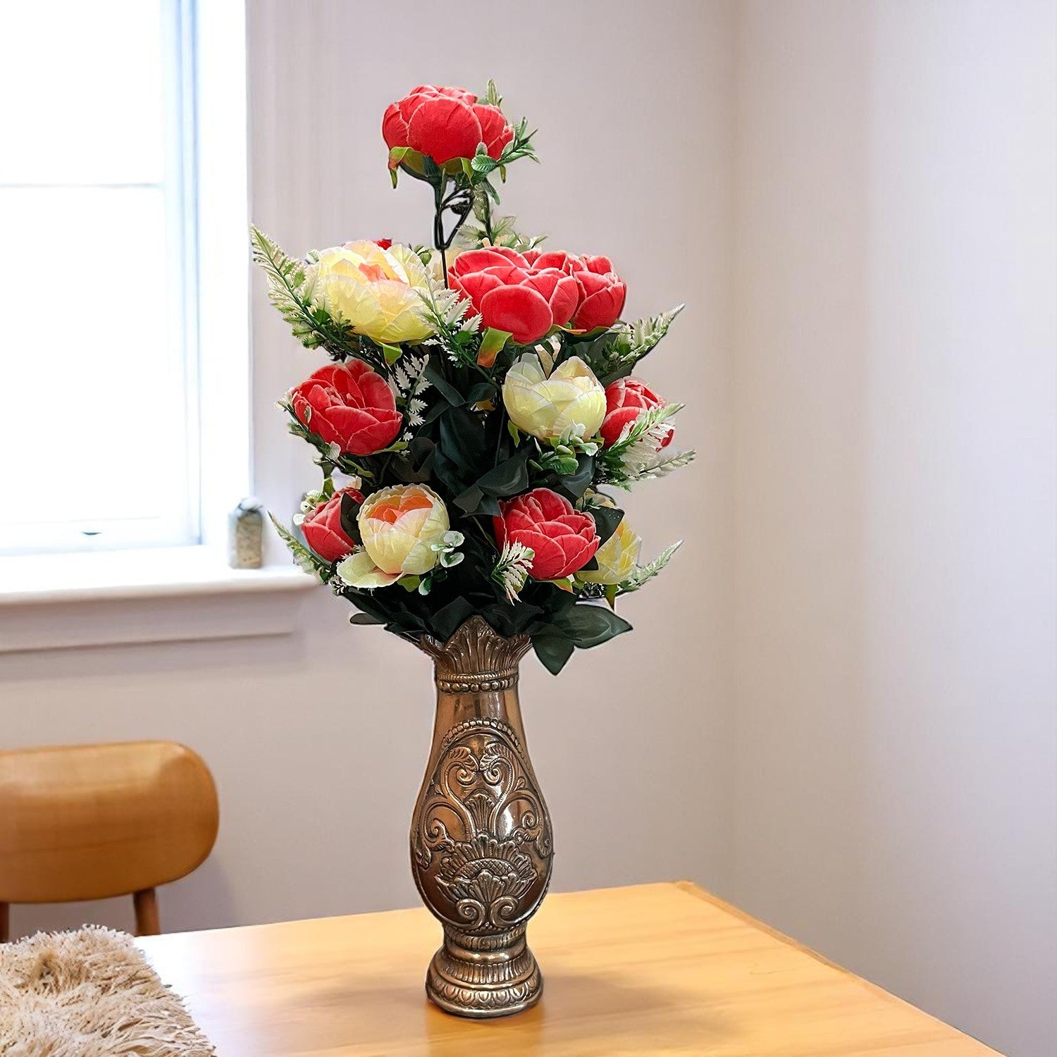 Artificial Rose Flowers Bunches for Vase Pot | Faux Flowers Stem - for Home Decor Side Table Centerpiece - 26 Inch - Apkamart #Style_Design 3