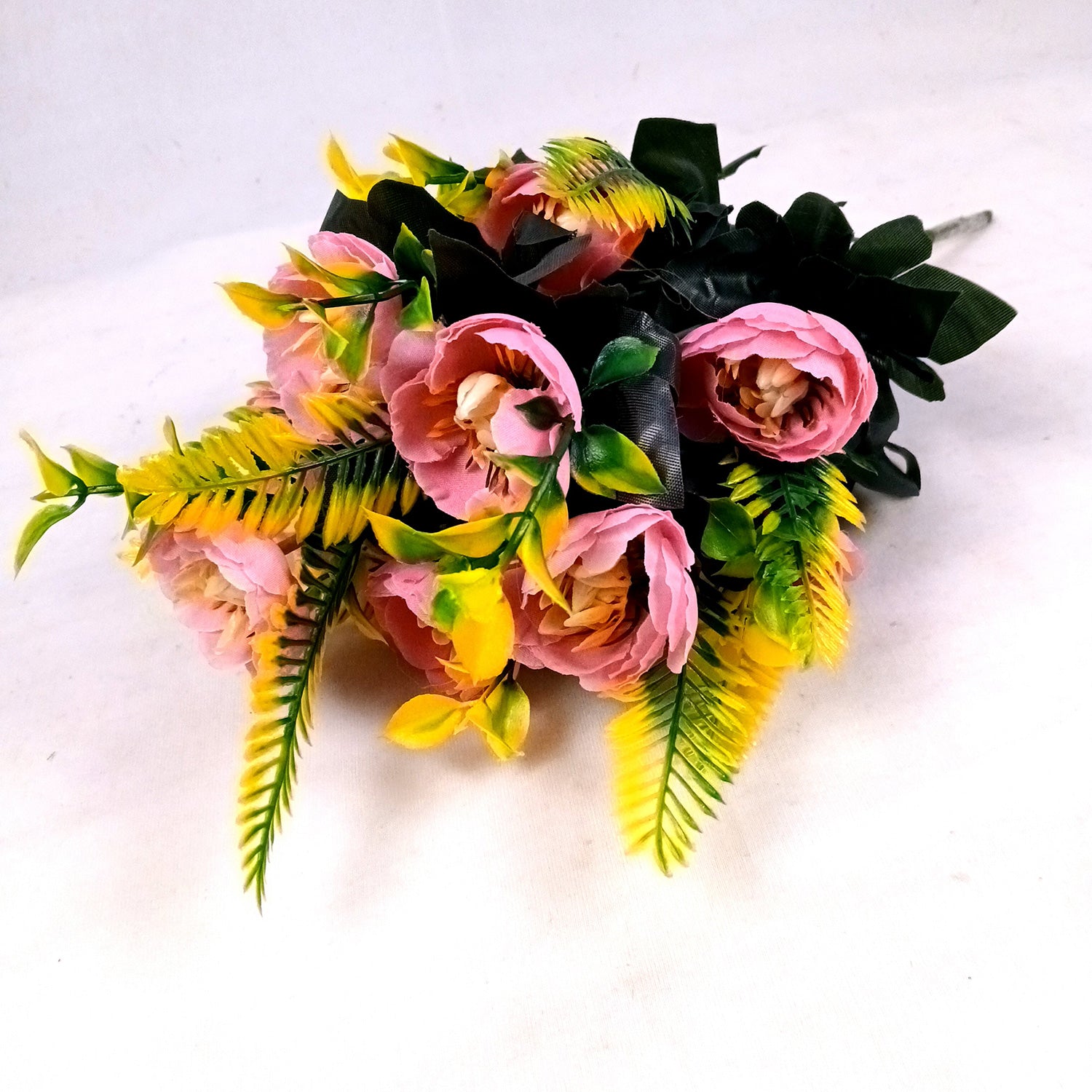 Artificial Flowers Rose Buoquet For Pot | Faux Flower Sticks - for Home Decor, Living Room, Office & Festivals Decoration (Vase Not Included) - 17 Inch - Apkamart #Colour_Pink