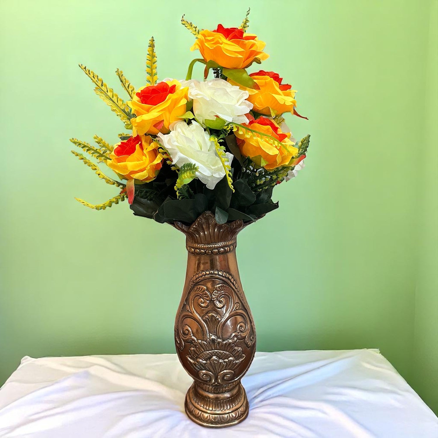 Artificial Flowers Rose Bunches for Vase Pot | Faux Flowers Stem - for Home Decor Living Room Side Table Centerpiece - 18 Inch - Apkamart #Style_Design 2