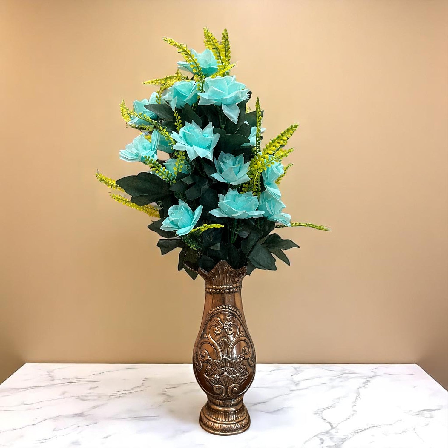 Artificial Flower Rose Bouquets | Faux Flowers Bunch - for Table Vase, Pot, Home Decor, Living Room, Side Table Centerpiece - 26 Inch - Apkamart #Colour_Multicolor