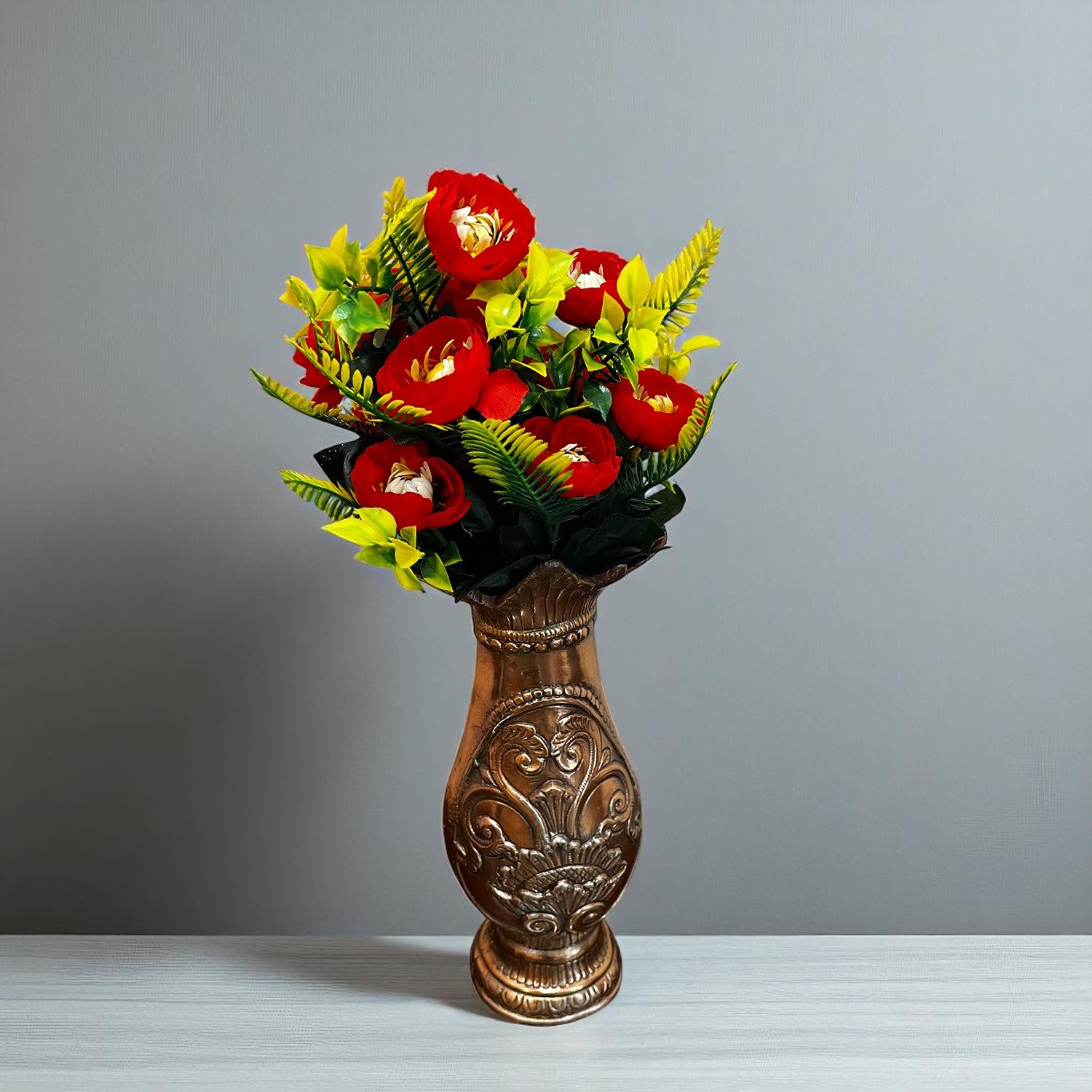 Artificial Flower Plant With Fruits | Decorative Flowers Bunch & Stems - for Table Vase, Pot, Home Decor, Living Room, Side Table Centerpiece & Festival Decoration - Apkamart #Color_Red