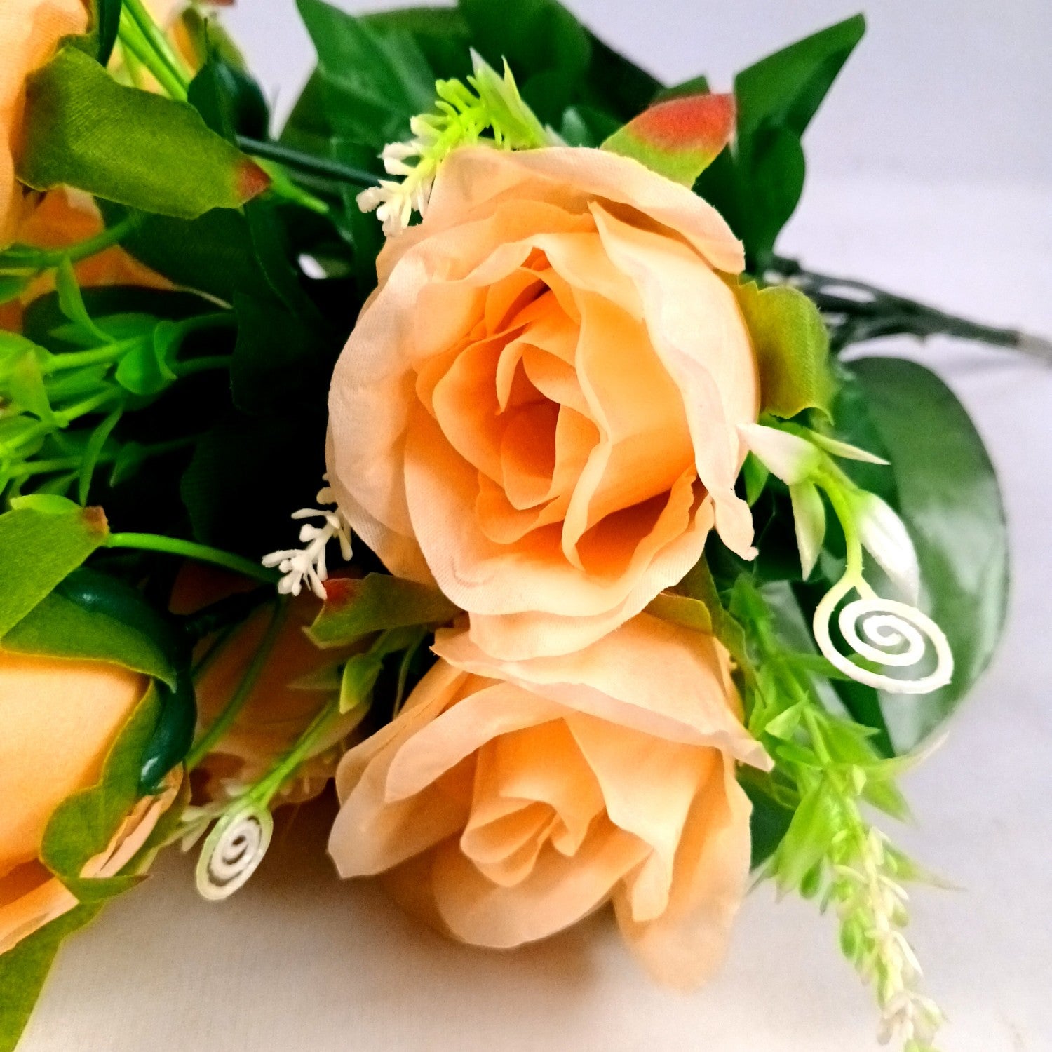 Artificial Rose Flower Bouquets | Faux Flowers Bunch - for Table Vase, Pot, Home Decor, Living Room, Side Table Centerpiece - 17 Inch - Apkamart #Style_Design 1