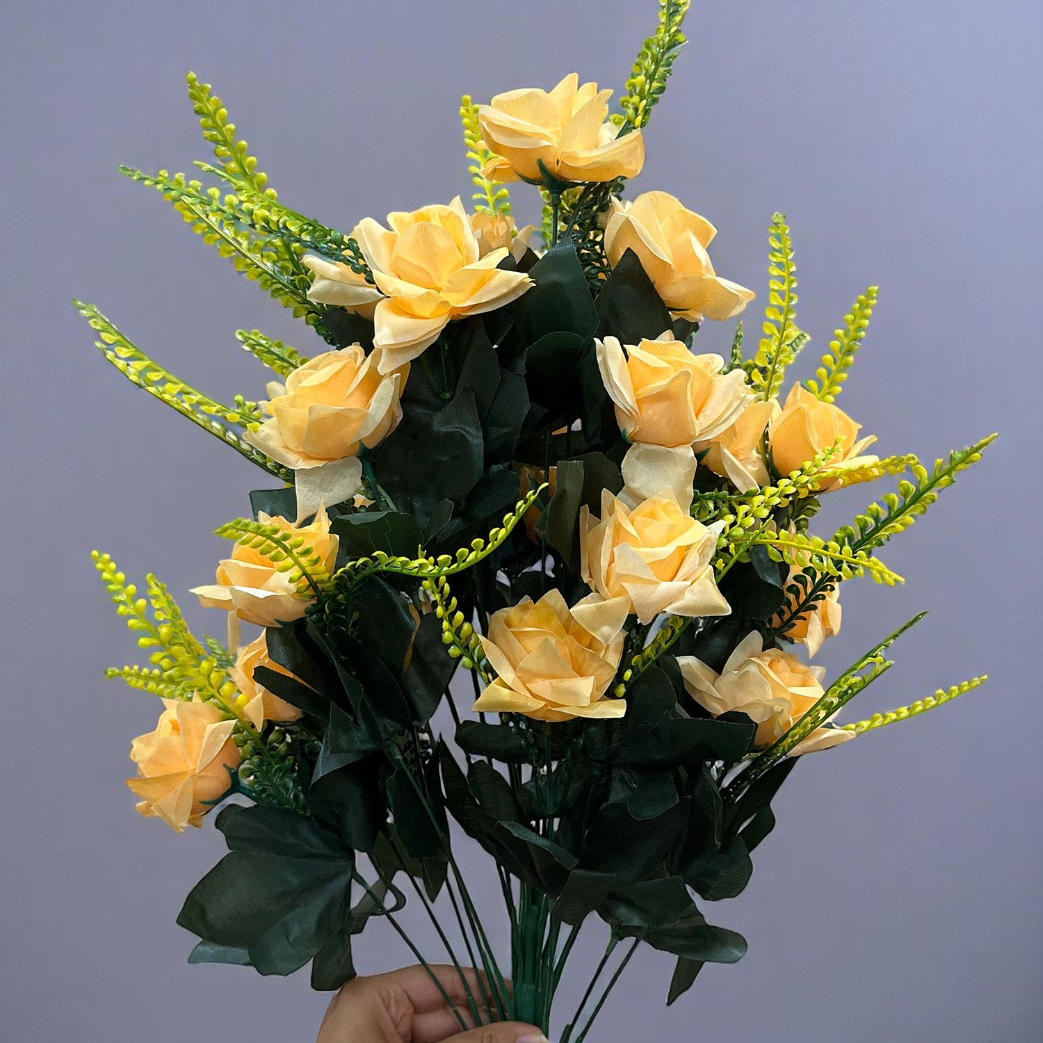 Artificial Flower Rose Bouquets | Faux Flowers Bunch - for Table Vase, Pot, Home Decor, Living Room, Side Table Centerpiece - 26 Inch - Apkamart #Colour_Orange