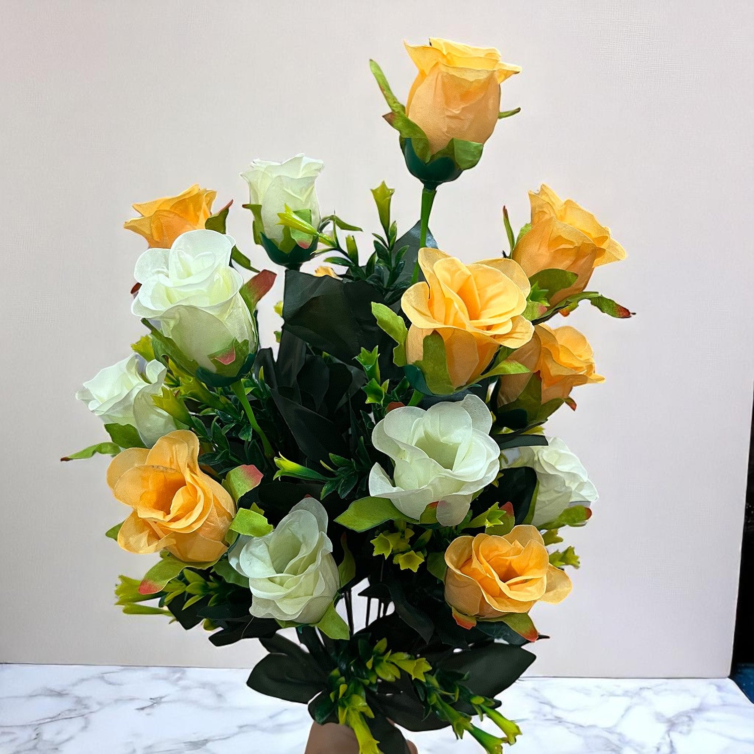 Artificial Flower Bouquets | Faux Flowers Bunch - for Table Vase, Pot, Home Decor, Living Room, Side Table Centerpiece - 29 Inch - Apkamart #Style_Design 3