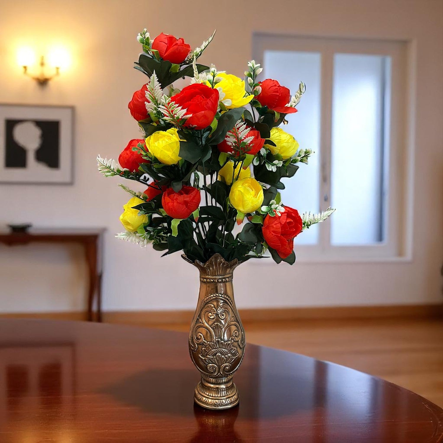 Artificial Rose Flowers Bunches for Vase Pot | Faux Flowers Stem - for Home Decor Side Table Centerpiece - 26 Inch - Apkamart #Style_Design 1