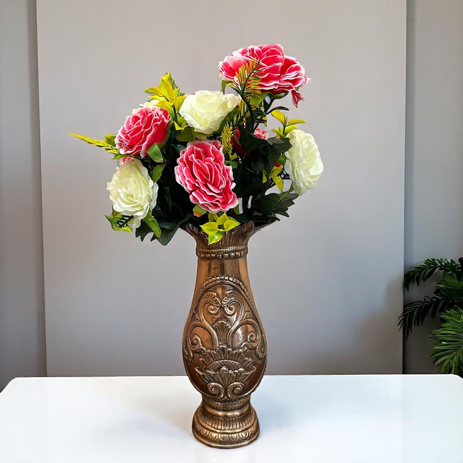 Artificial Flowers Rose Bunches for Vase Pot | Faux Flowers Stem - for Home Decor Living Office Corner Room Side Table Centerpiece - 18 Inch - Apkamart #Style_Design 2