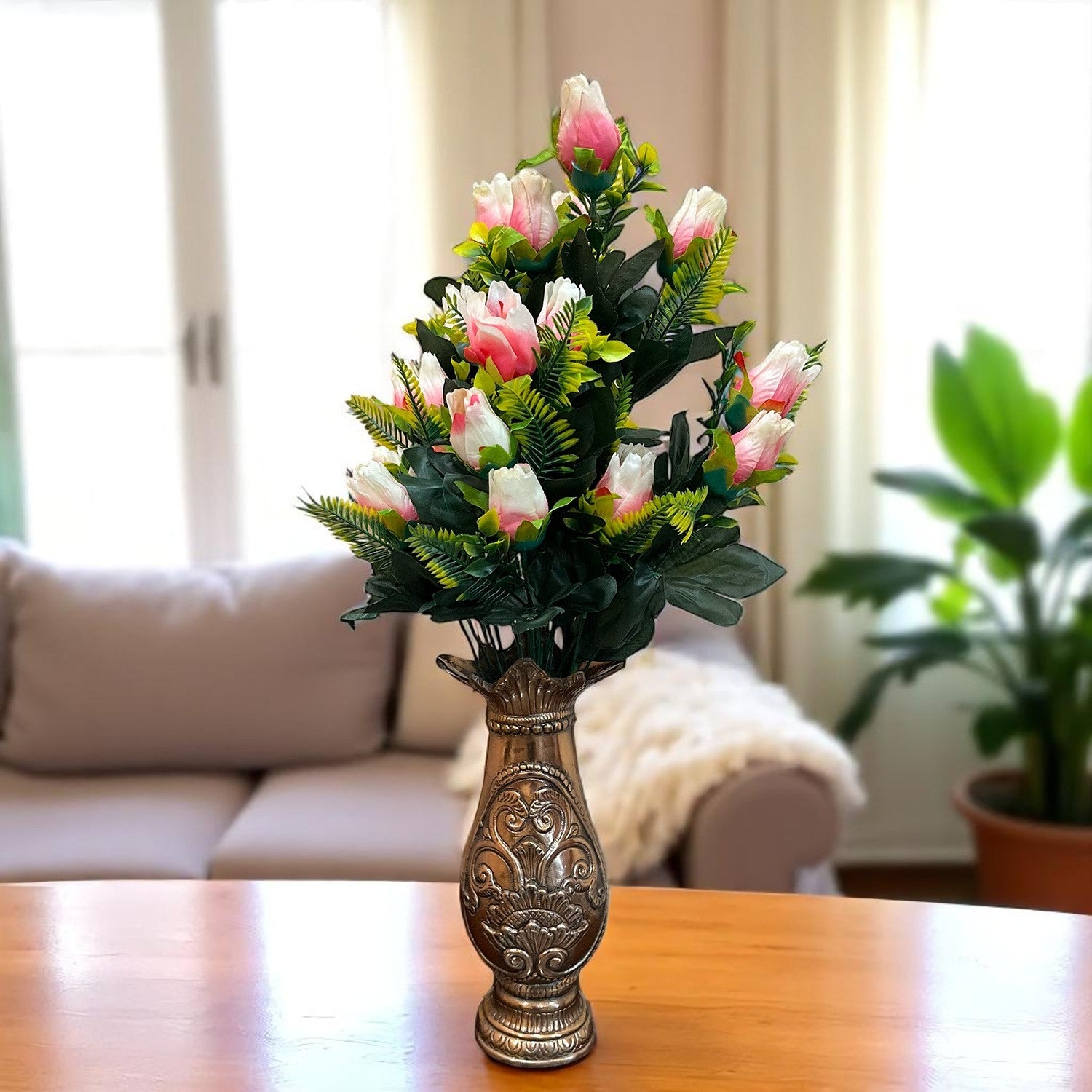 Artificial Flower Rose Bouquets | Fake Flowers Bunch - For Vase, Pot, Home, Balcony, Office Corner, Living Room - 26 Inch - Apkamart #Colour_Multicolor