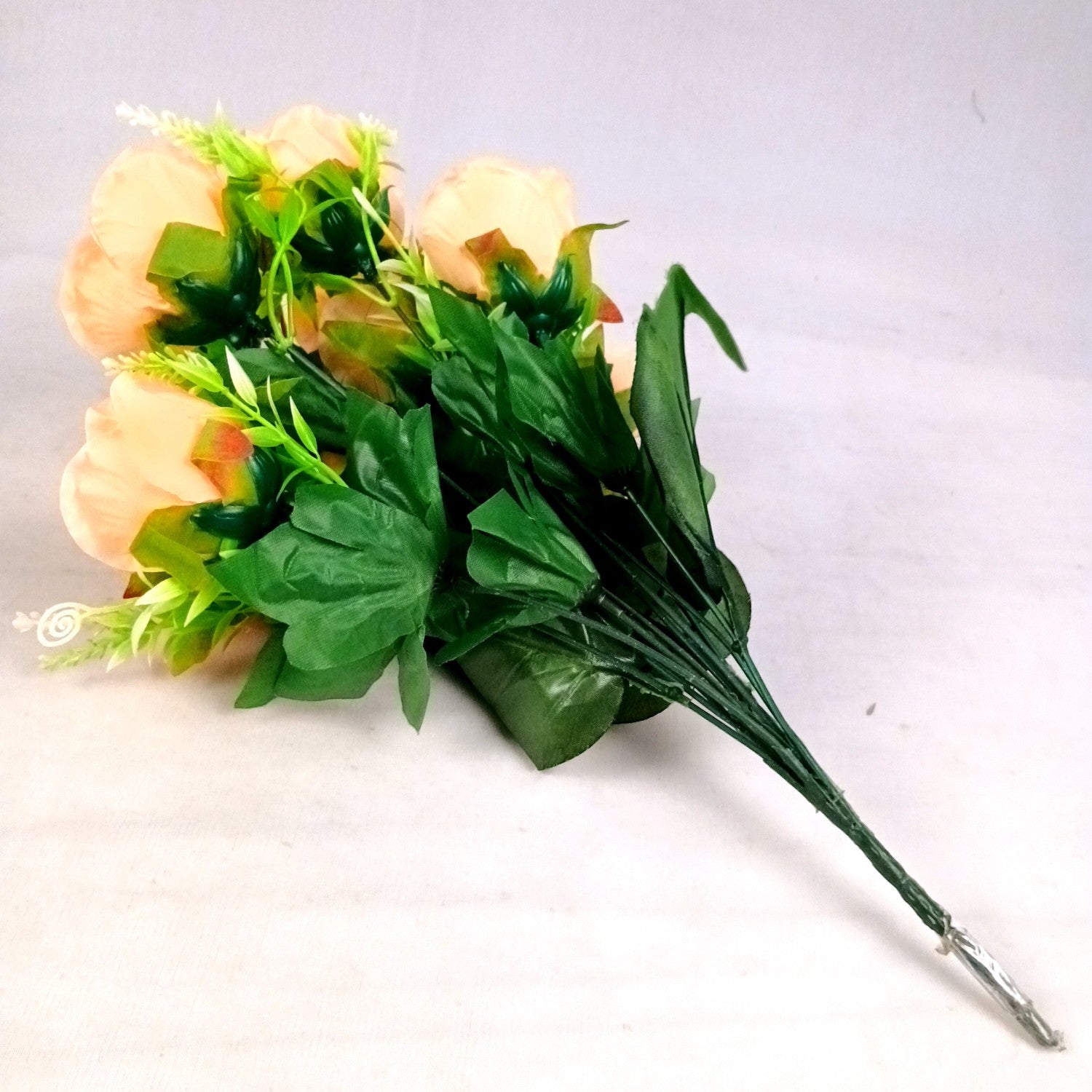 Artificial Rose Flower Bouquets | Faux Flowers Bunch - for Table Vase, Pot, Home Decor, Living Room, Side Table Centerpiece - 17 Inch - Apkamart #Style_Design 1