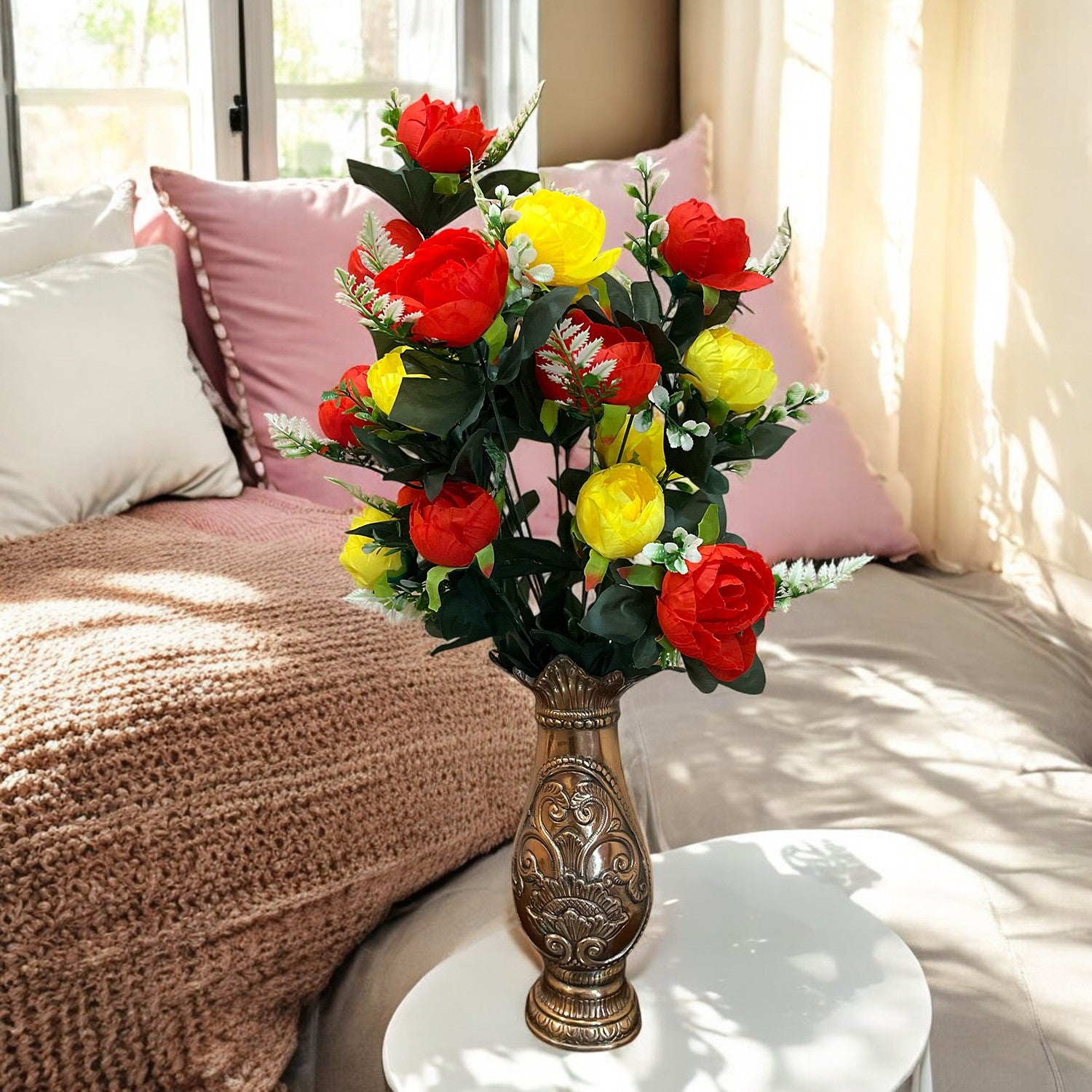 Artificial Rose Flowers Bunches for Vase Pot | Faux Flowers Stem - for Home Decor Side Table Centerpiece - 26 Inch - Apkamart #Style_Design 1