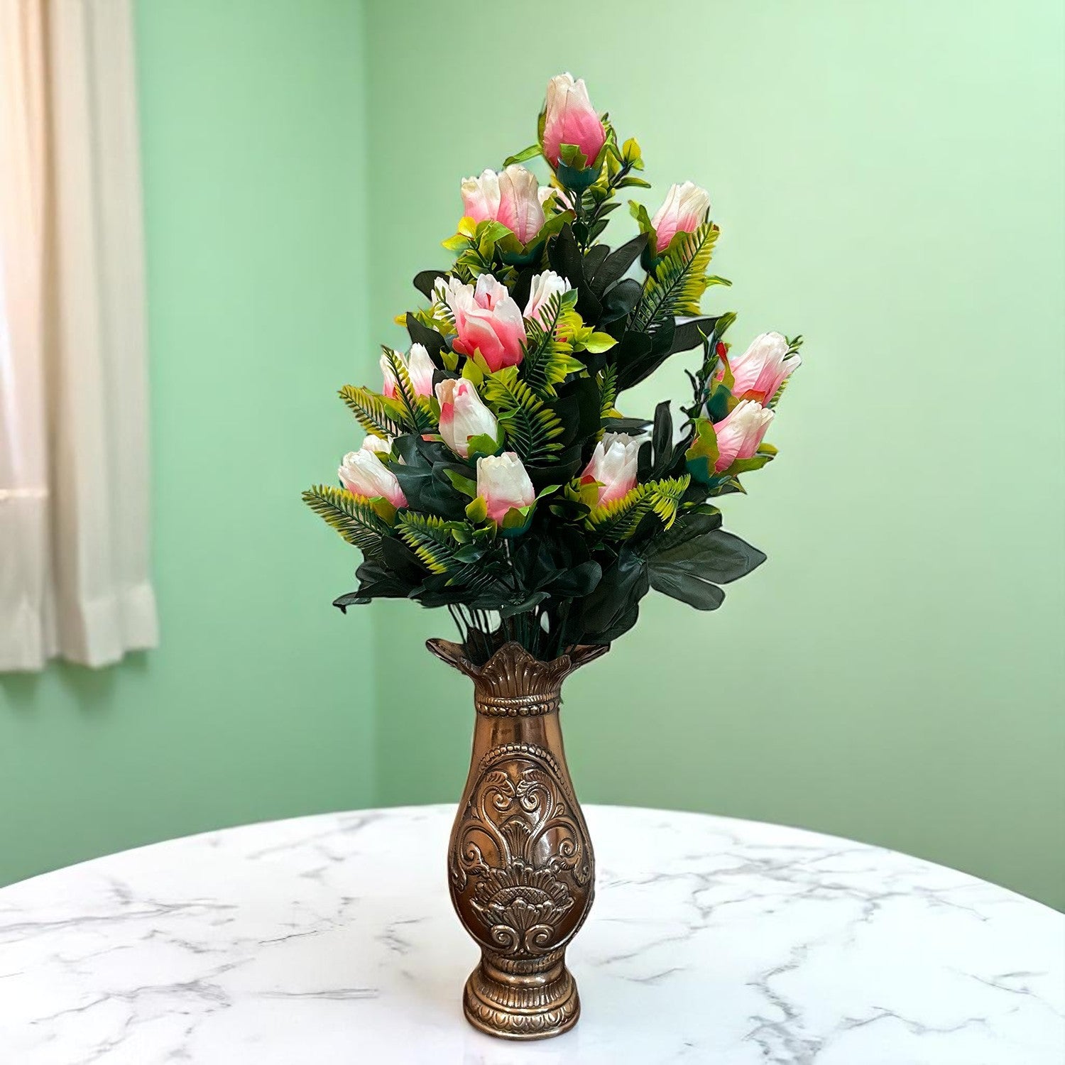 Artificial Flower Rose Bouquets | Fake Flowers Bunch - For Vase, Pot, Home, Balcony, Office Corner, Living Room - 26 Inch - Apkamart #Colour_Multicolor